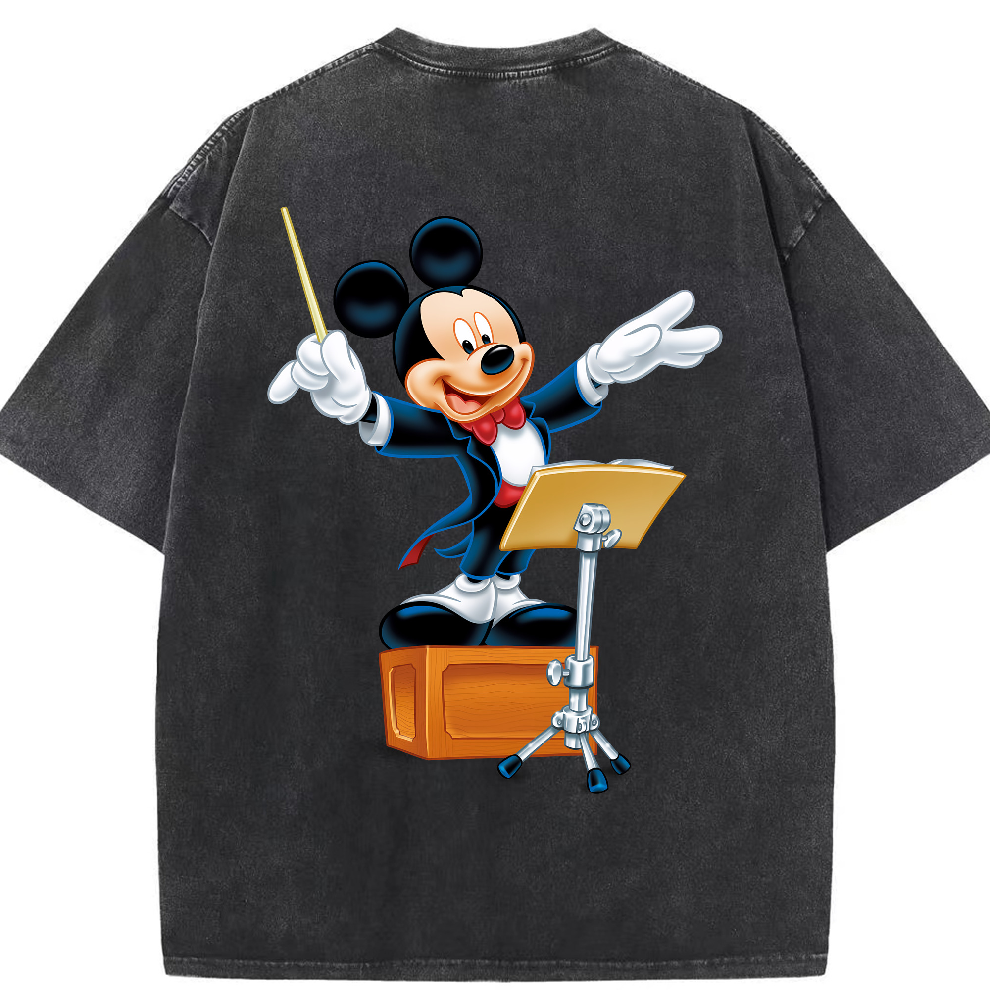 （画像用） ミッキーマウス Mickey Mouse 綿100% ヴィンテージ風 半袖Tシャツ（背面プリント）
