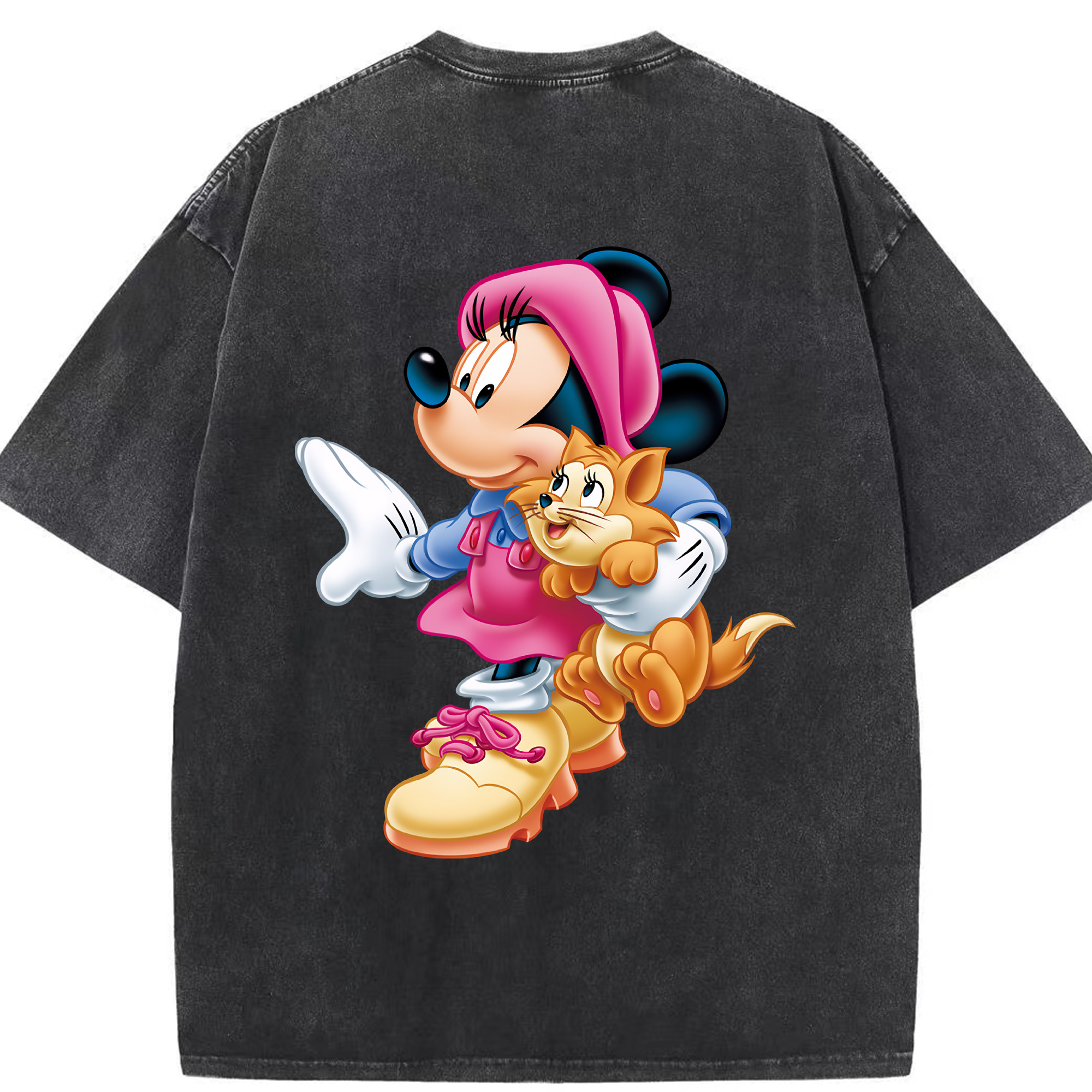 （画像用） ミッキーマウス Mickey Mouse 綿100% ヴィンテージ風 半袖Tシャツ（背面プリント）