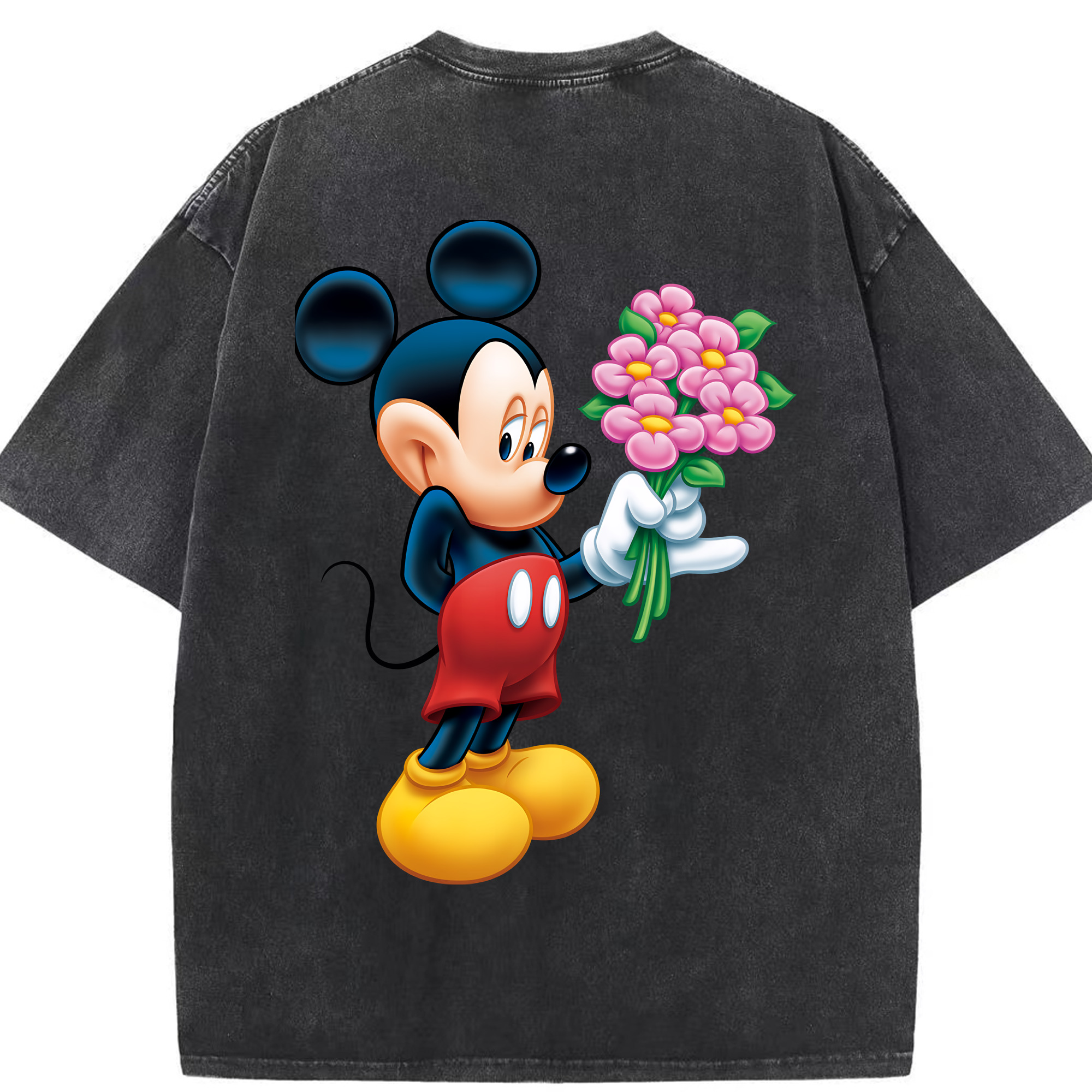 （画像用） ミッキーマウス Mickey Mouse 綿100% ヴィンテージ風 半袖Tシャツ（背面プリント）