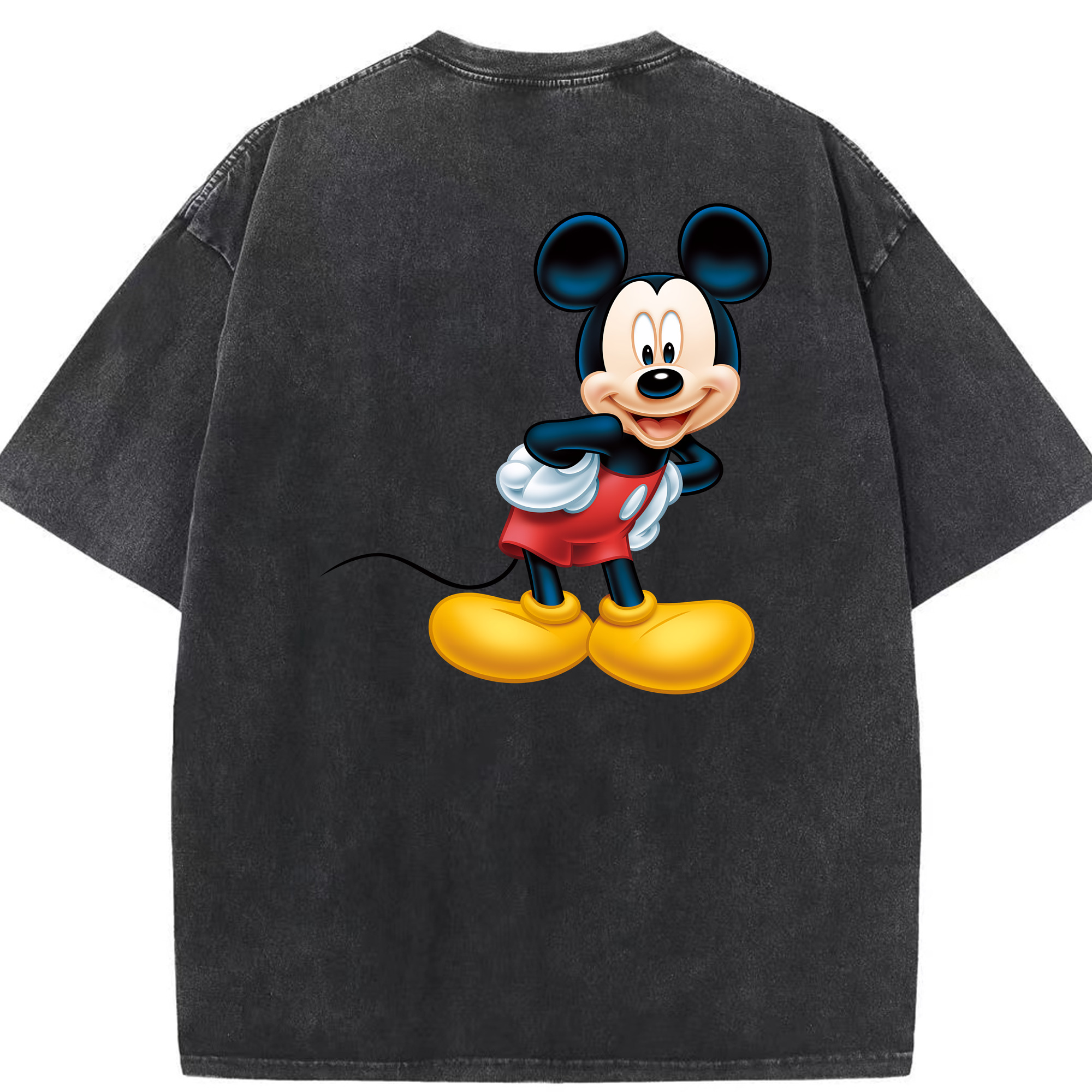 （画像用） ミッキーマウス Mickey Mouse 綿100% ヴィンテージ風 半袖Tシャツ（背面プリント）