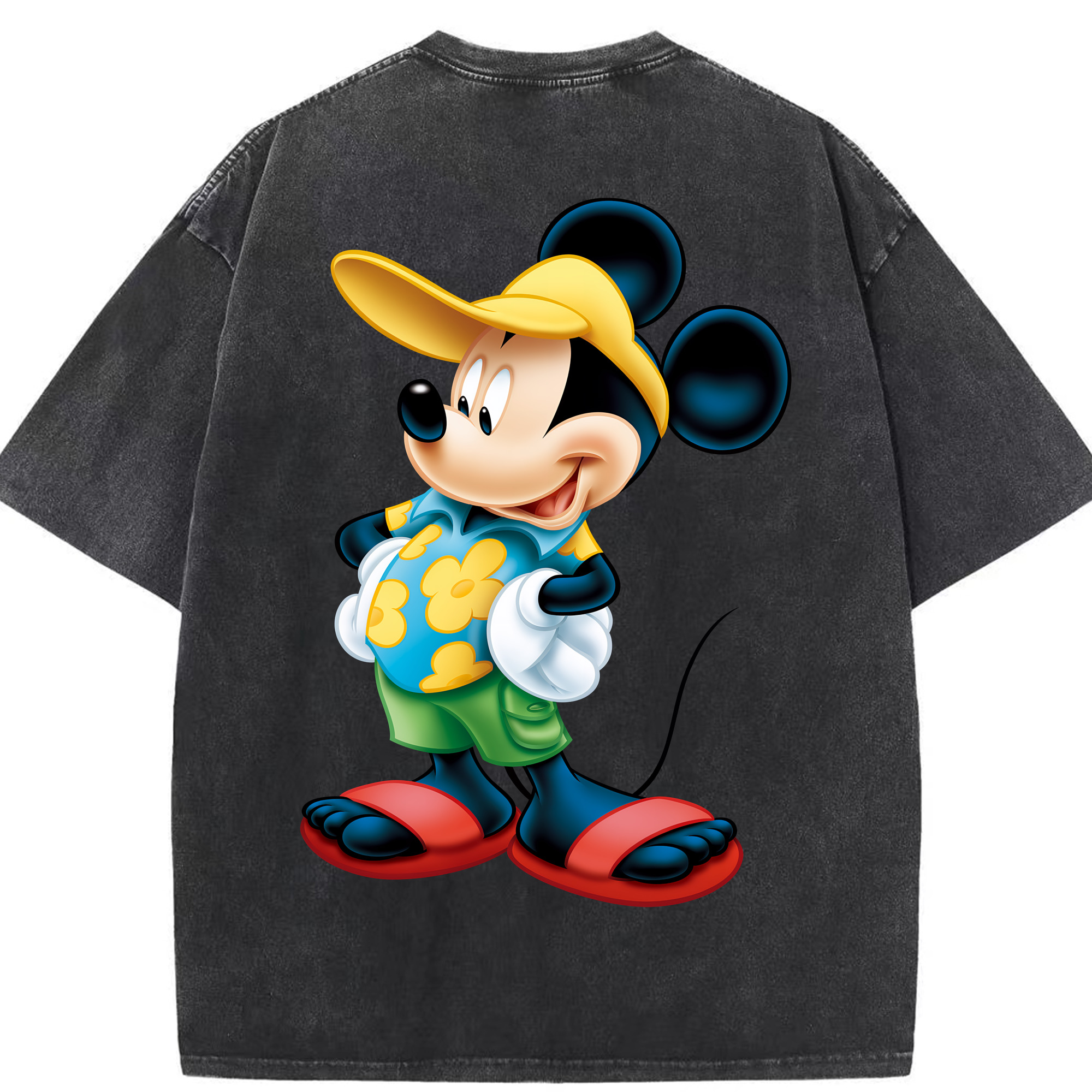 （画像用） ミッキーマウス Mickey Mouse 綿100% ヴィンテージ風 半袖Tシャツ（背面プリント）