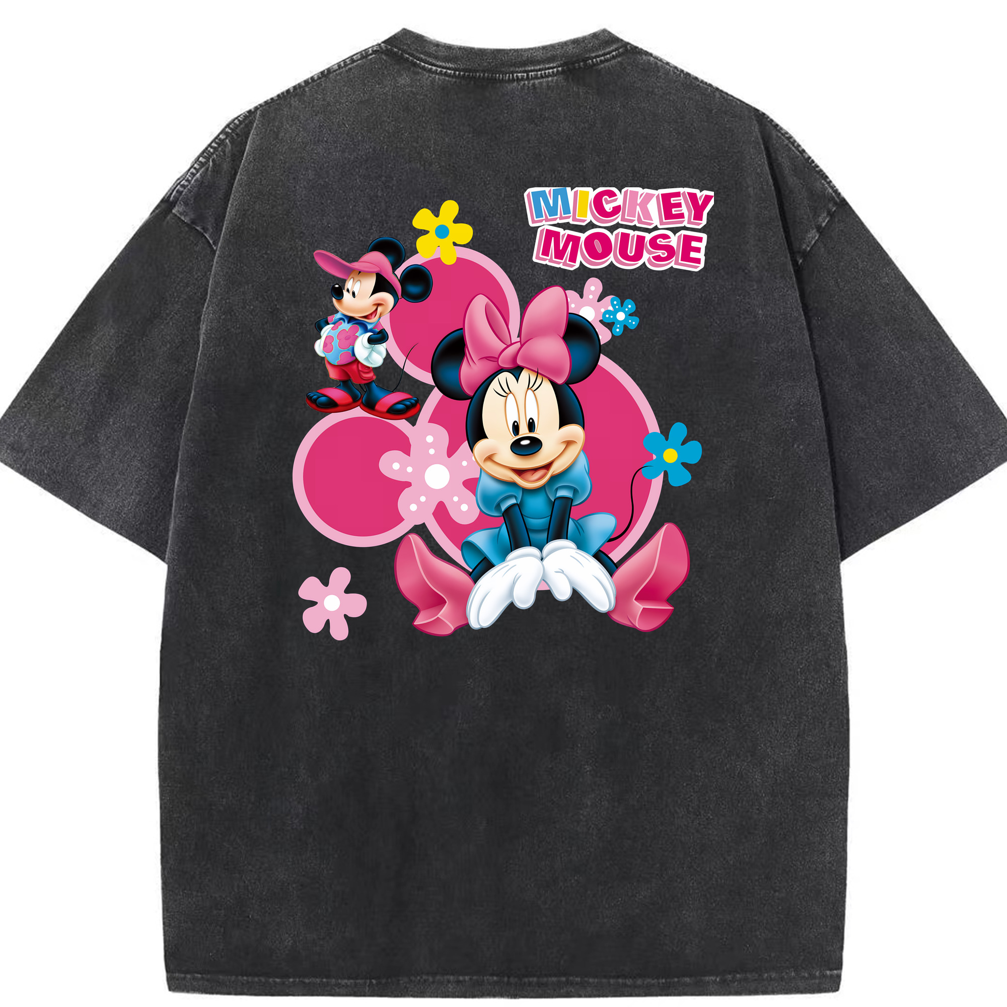 （画像用） ミッキーマウス Mickey Mouse 綿100% ヴィンテージ風 半袖Tシャツ（背面プリント）