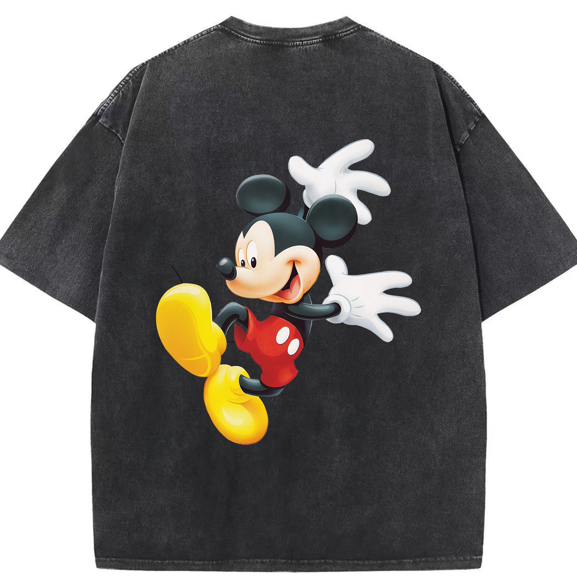 （画像用） ミッキーマウス Mickey Mouse 綿100% ヴィンテージ風 半袖Tシャツ（背面プリント）