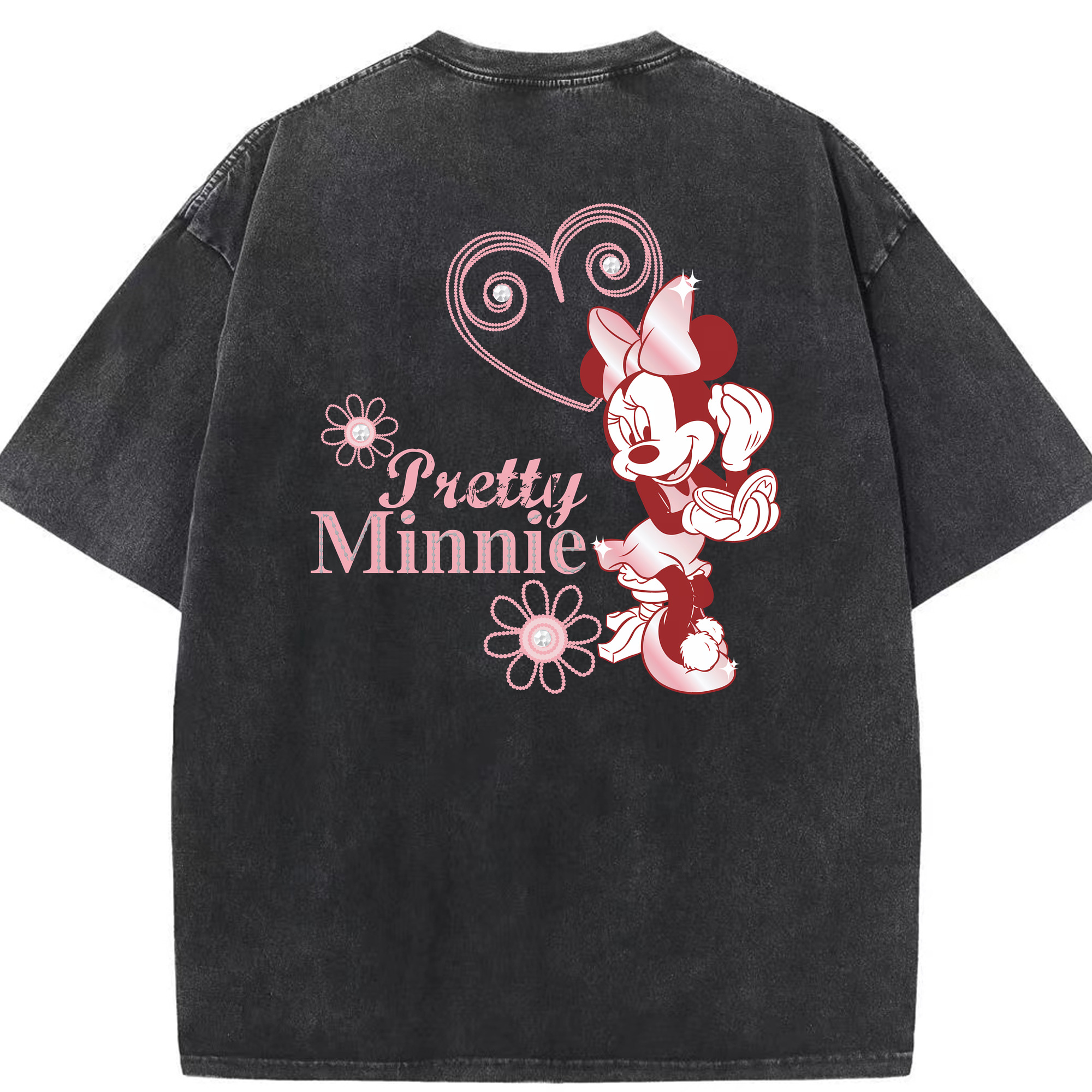 （画像用） ミッキーマウス Mickey Mouse 綿100% ヴィンテージ風 半袖Tシャツ（背面プリント）