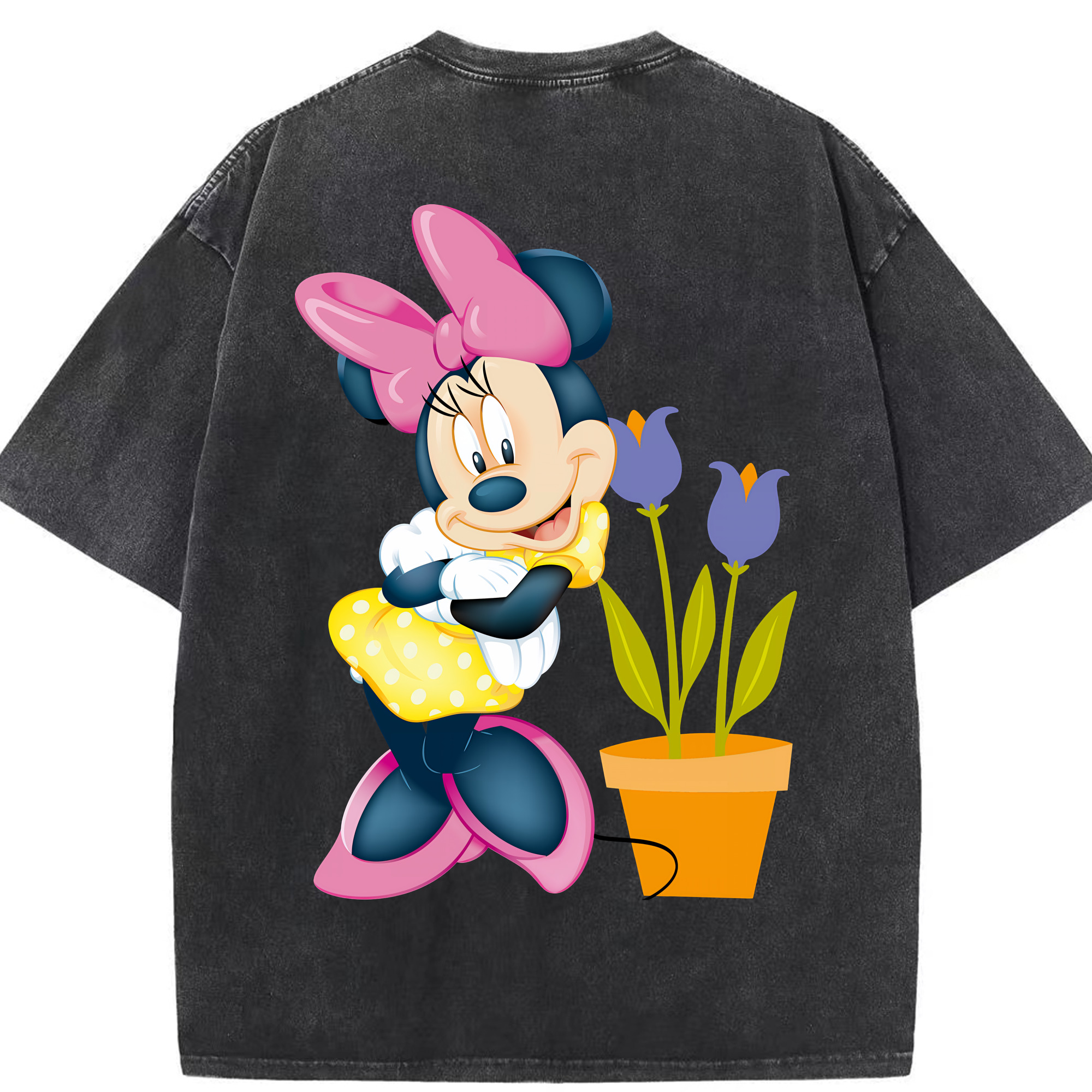 （画像用） ミッキーマウス Mickey Mouse 綿100% ヴィンテージ風 半袖Tシャツ（背面プリント）