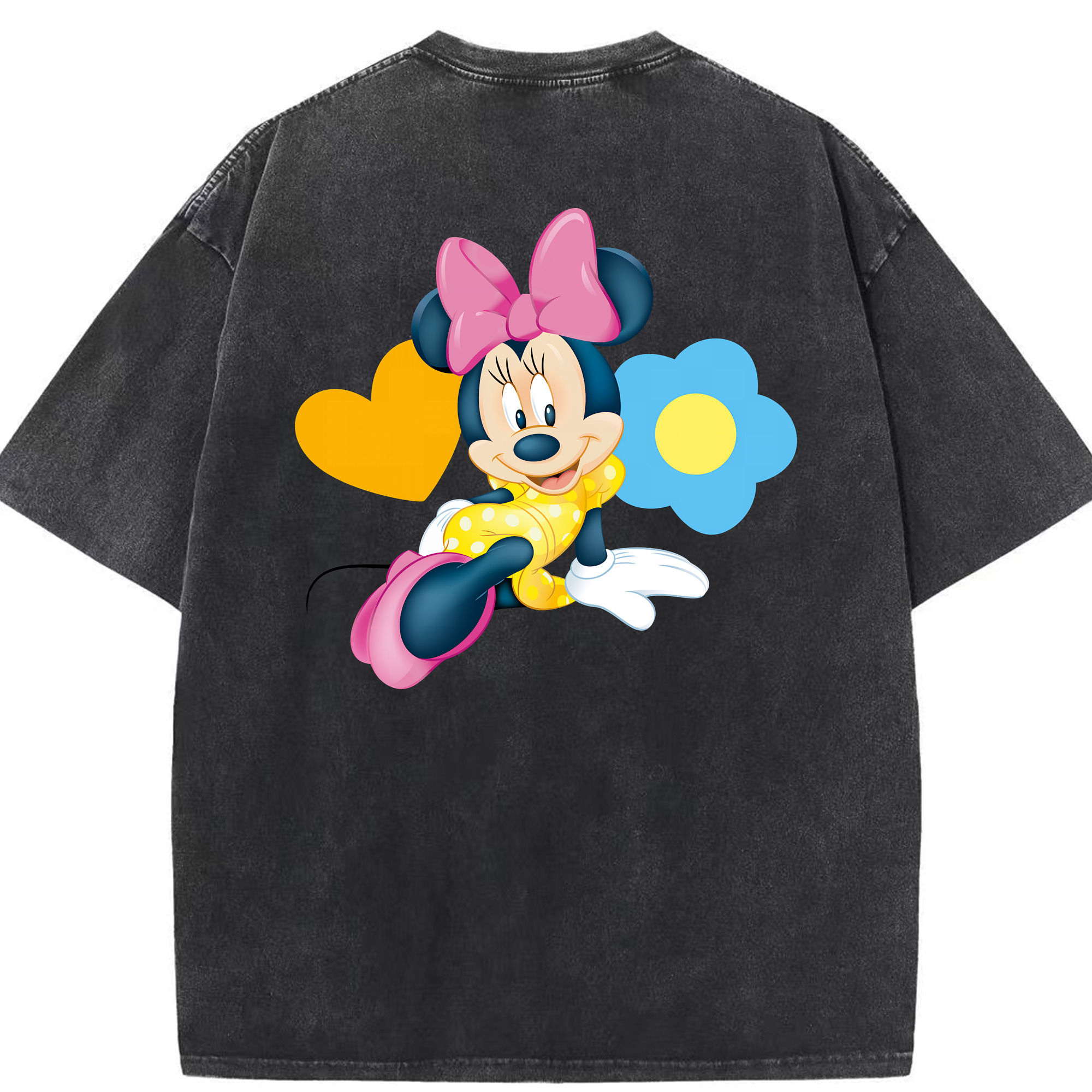 （画像用） ミッキーマウス Mickey Mouse 綿100% ヴィンテージ風 半袖Tシャツ（背面プリント）
