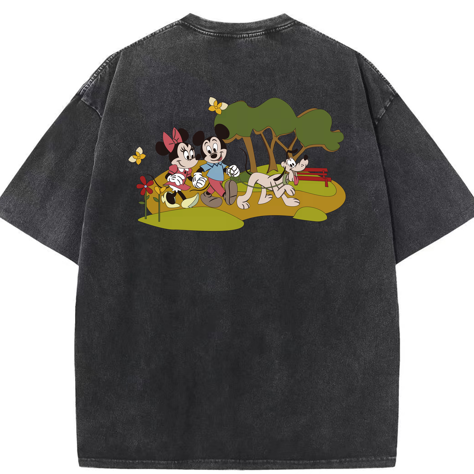 （画像用） ミッキーマウス Mickey Mouse 綿100% ヴィンテージ風 半袖Tシャツ（背面プリント）
