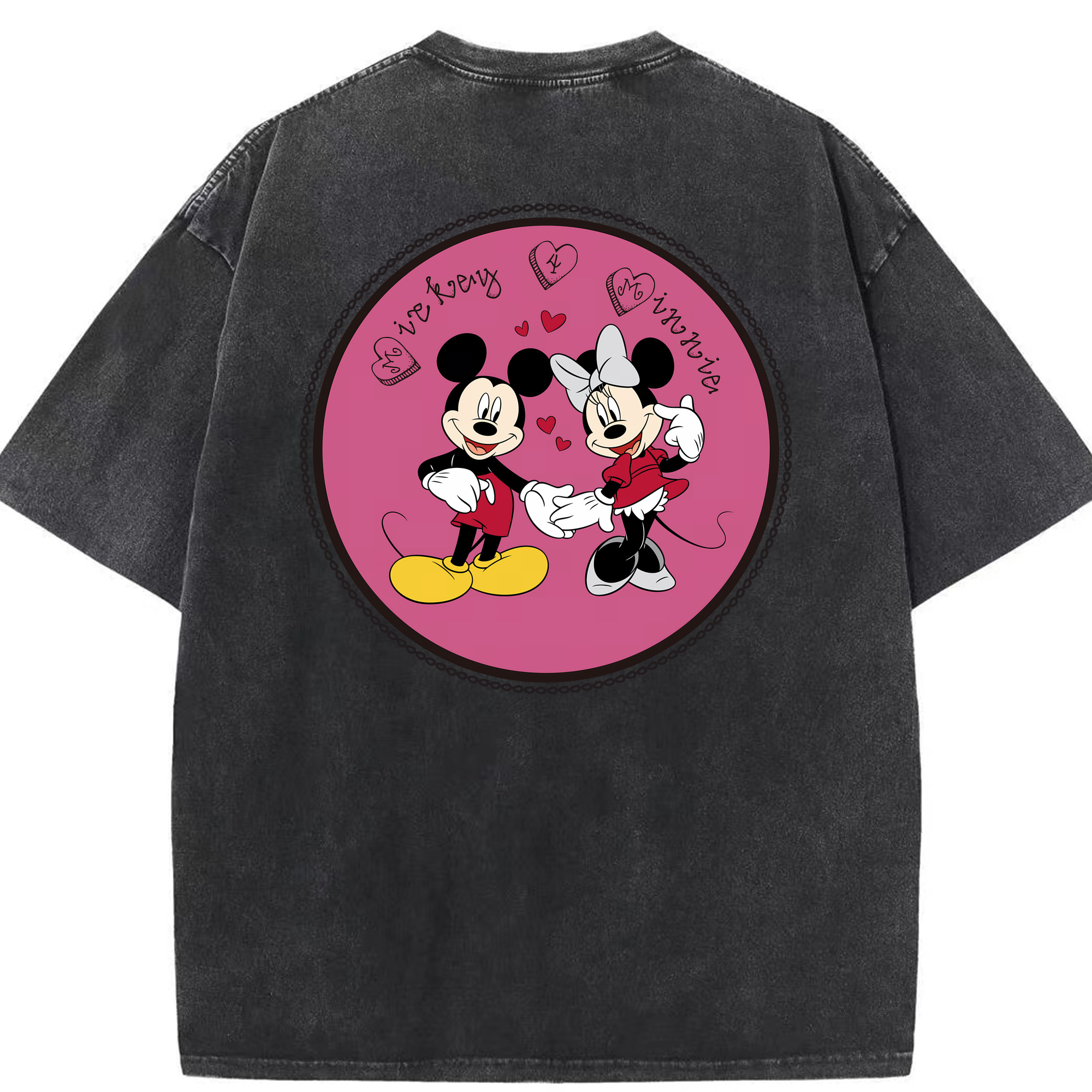 （画像用） ミッキーマウス Mickey Mouse 綿100% ヴィンテージ風 半袖Tシャツ（背面プリント）