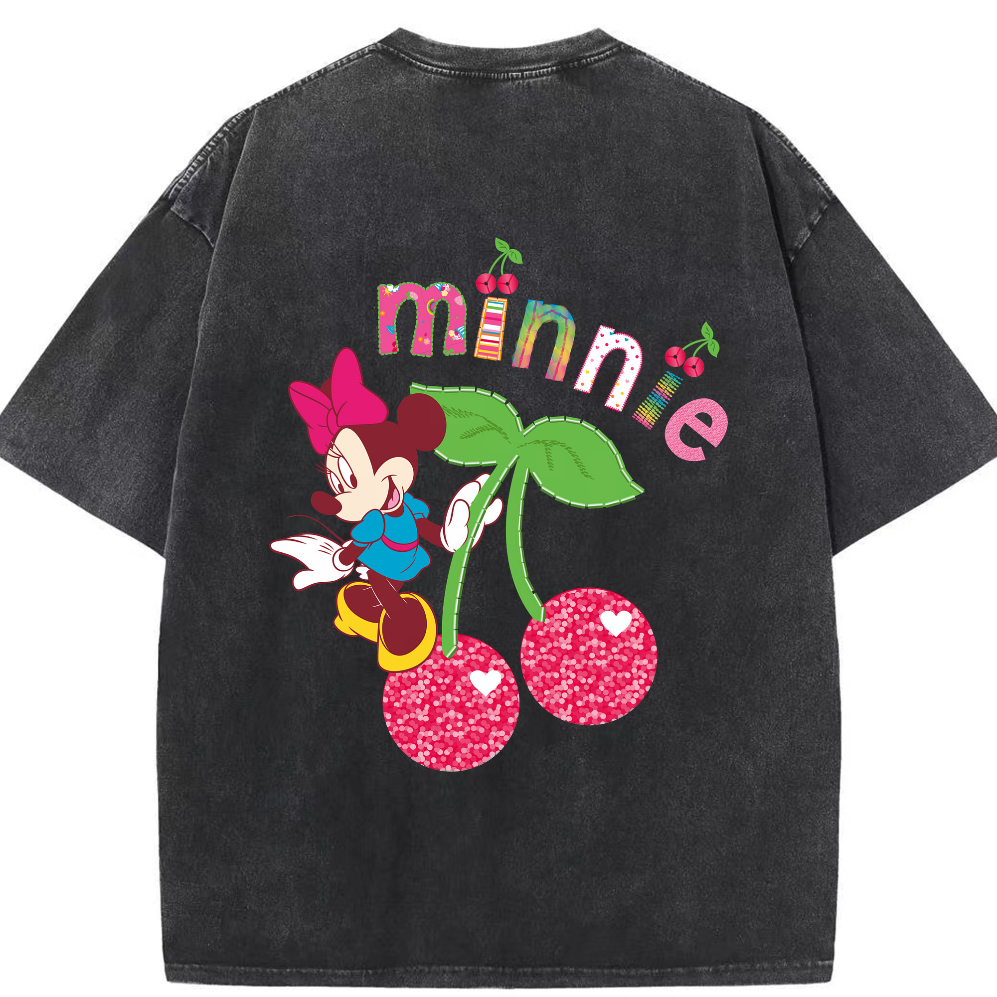 （画像用） ミッキーマウス Mickey Mouse 綿100% ヴィンテージ風 半袖Tシャツ（背面プリント）