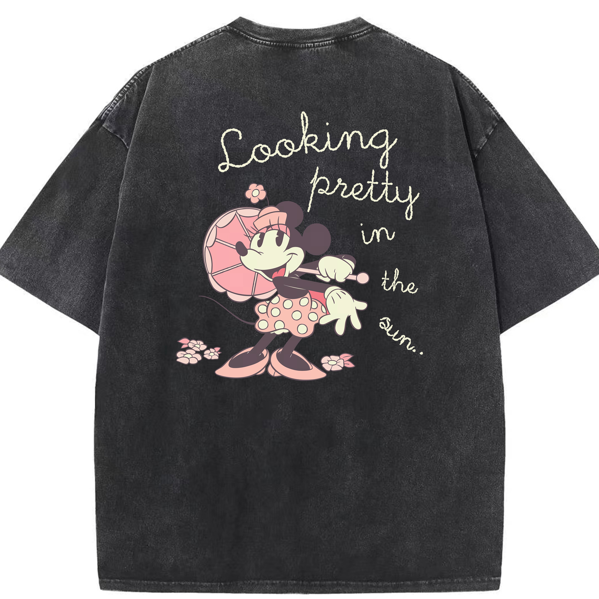 （画像用） ミッキーマウス Mickey Mouse 綿100% ヴィンテージ風 半袖Tシャツ（背面プリント）