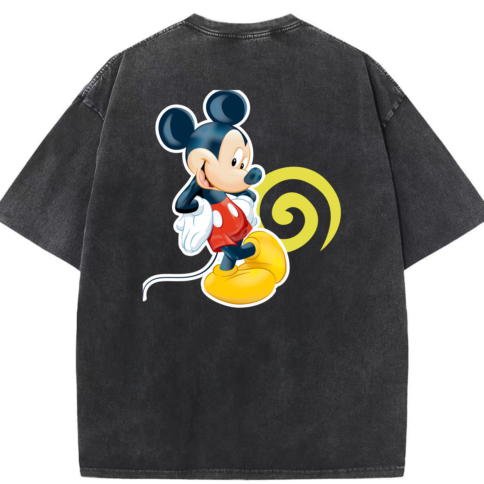 （画像用） ミッキーマウス Mickey Mouse 綿100% ヴィンテージ風 半袖Tシャツ（背面プリント）