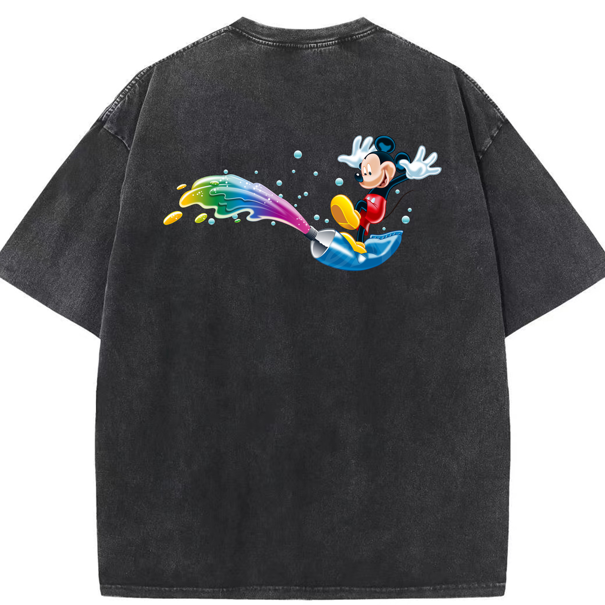 （画像用） ミッキーマウス Mickey Mouse 綿100% ヴィンテージ風 半袖Tシャツ（背面プリント）