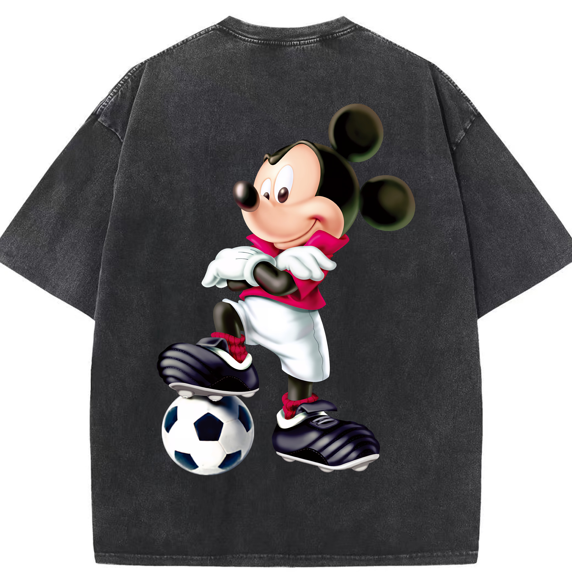 （画像用） ミッキーマウス Mickey Mouse 綿100% ヴィンテージ風 半袖Tシャツ（背面プリント）
