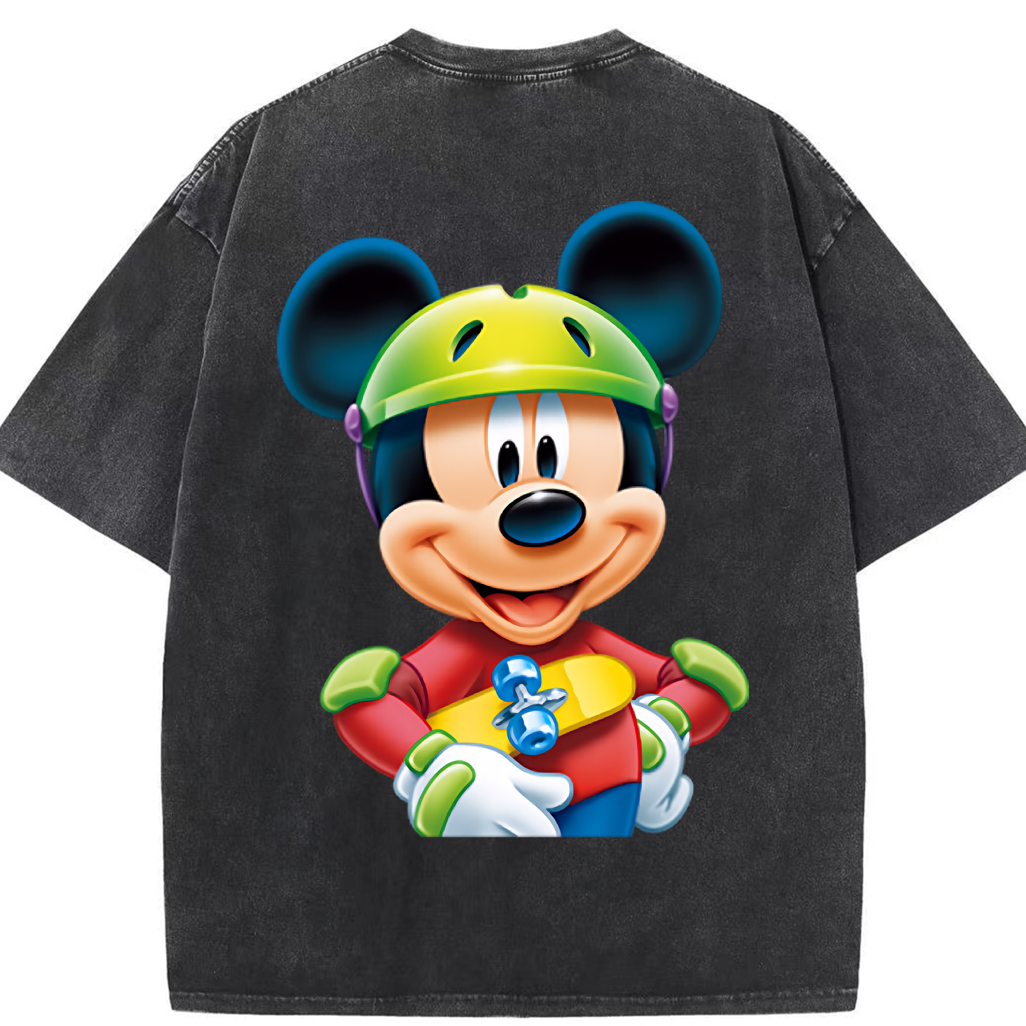 （画像用） ミッキーマウス Mickey Mouse 綿100% ヴィンテージ風 半袖Tシャツ（背面プリント）
