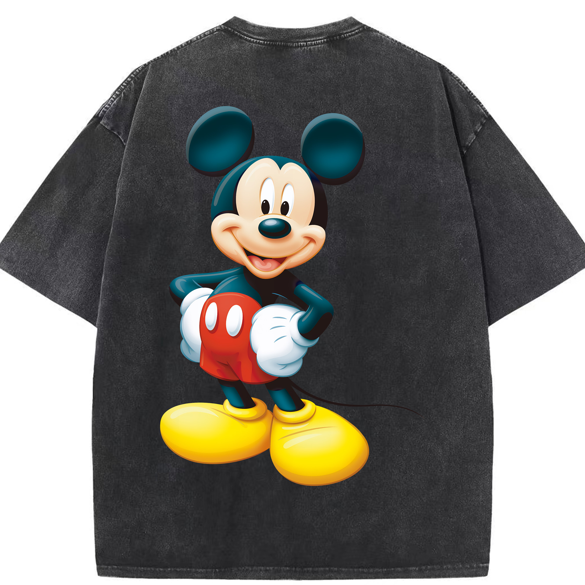 （画像用） ミッキーマウス Mickey Mouse 綿100% ヴィンテージ風 半袖Tシャツ（背面プリント）