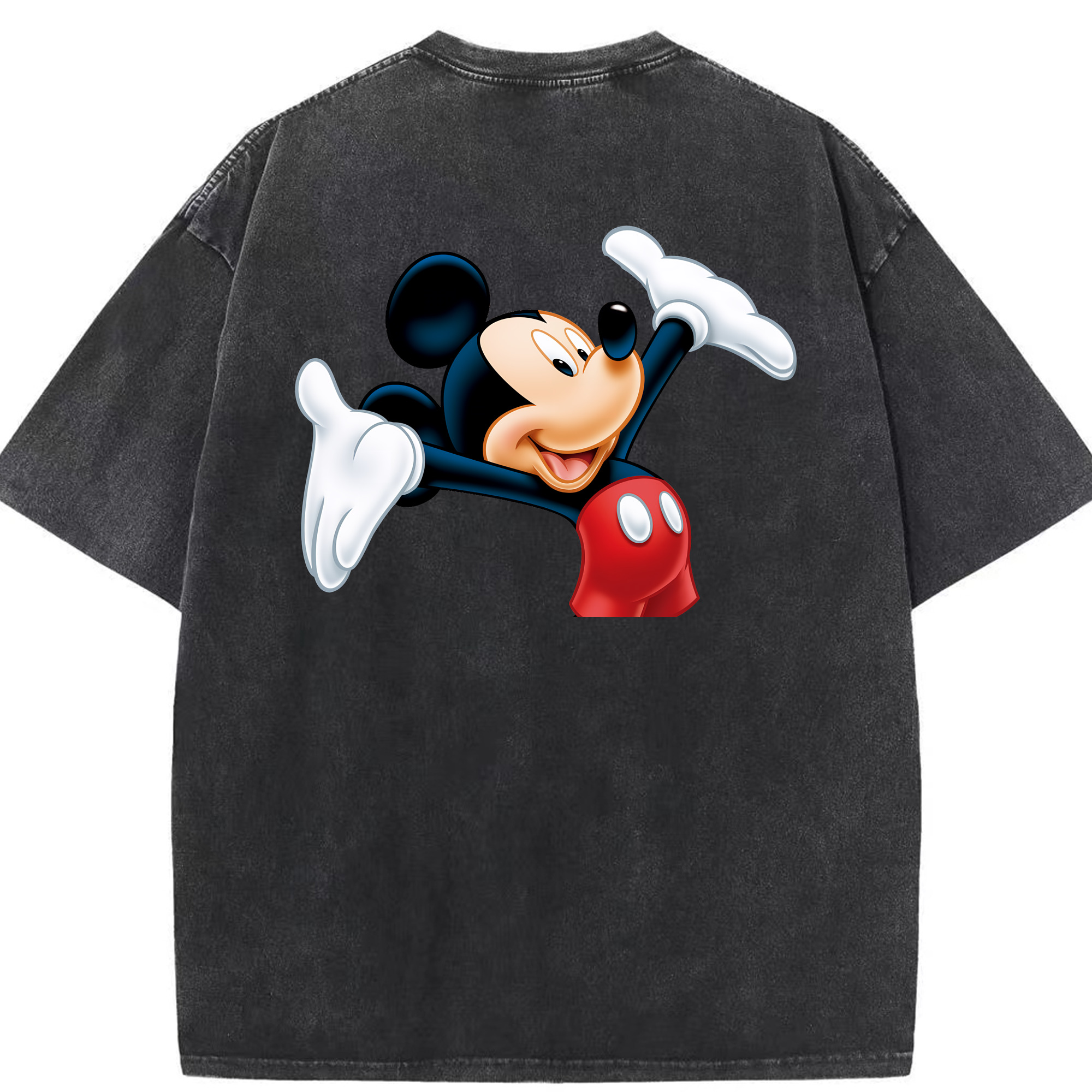 （画像用） ミッキーマウス Mickey Mouse 綿100% ヴィンテージ風 半袖Tシャツ（背面プリント）
