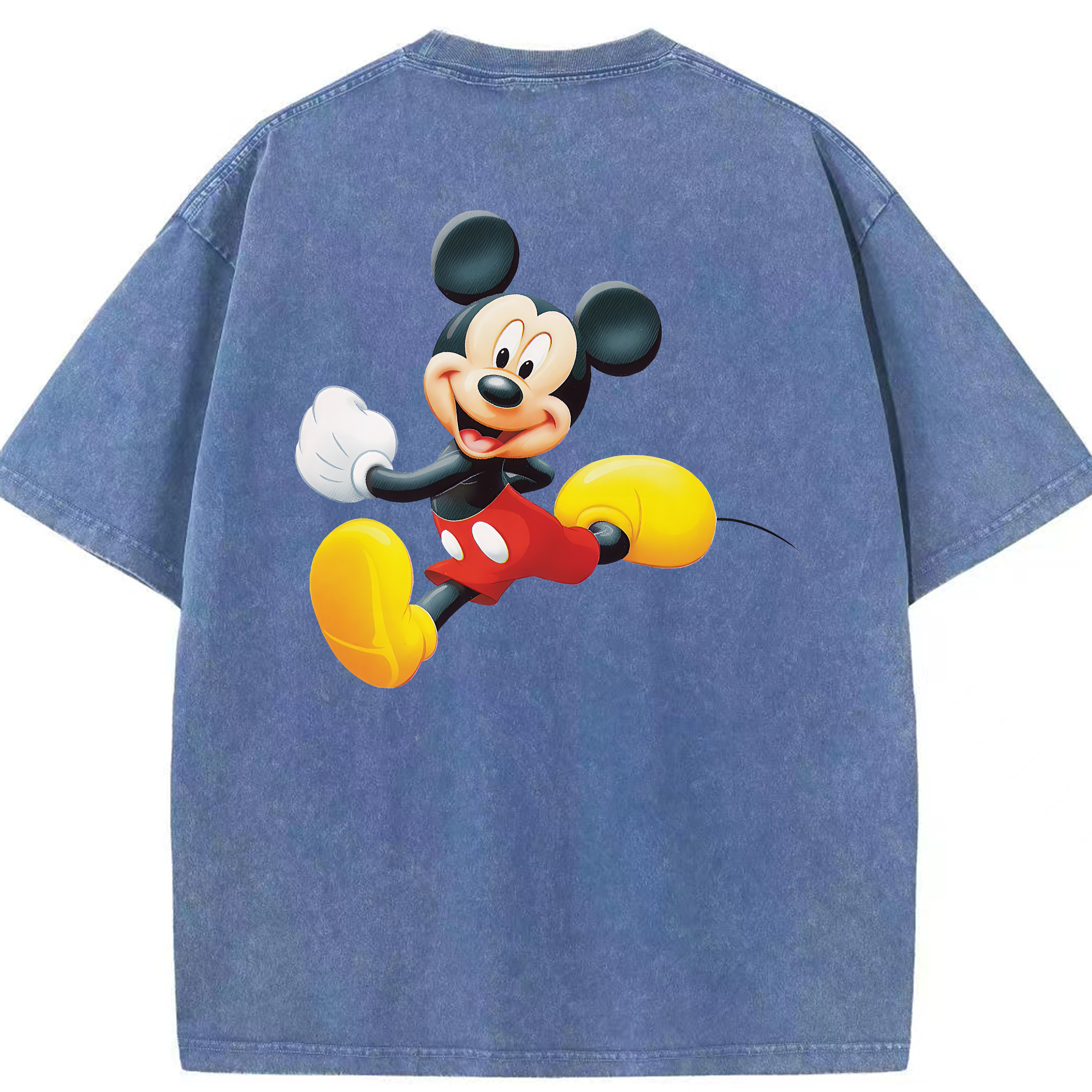 （画像用） ミッキーマウス Mickey Mouse 綿100% ヴィンテージ風 半袖Tシャツ（背面プリント）