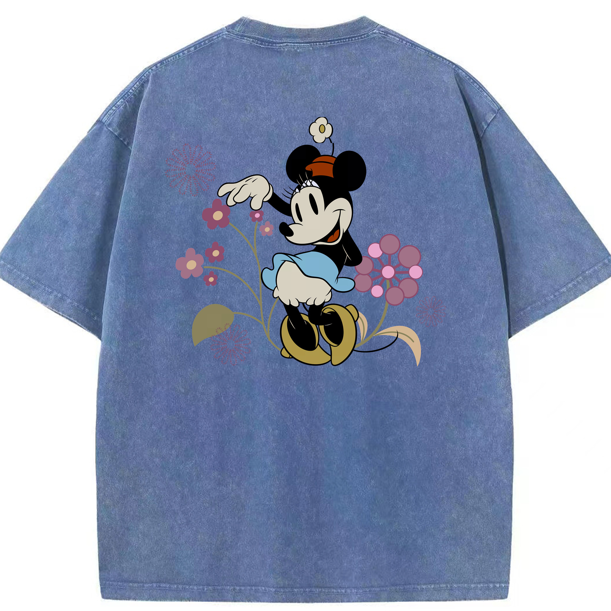 （画像用） ミッキーマウス Mickey Mouse 綿100% ヴィンテージ風 半袖Tシャツ（背面プリント）