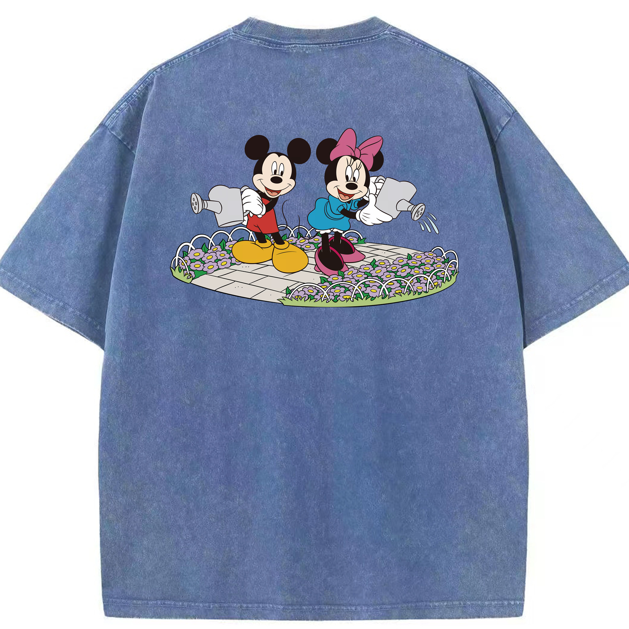 （画像用） ミッキーマウス Mickey Mouse 綿100% ヴィンテージ風 半袖Tシャツ（背面プリント）