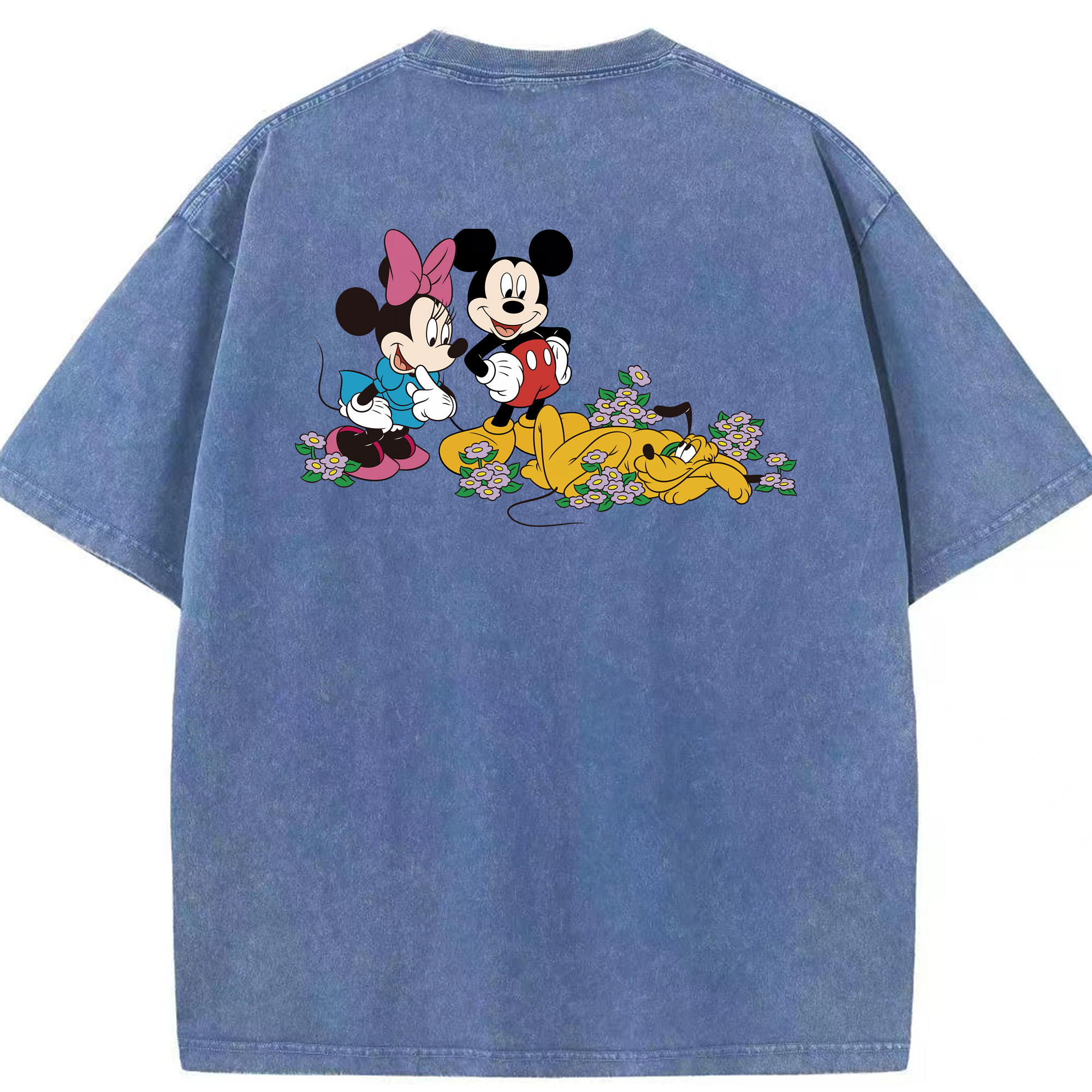 （画像用） ミッキーマウス Mickey Mouse 綿100% ヴィンテージ風 半袖Tシャツ（背面プリント）