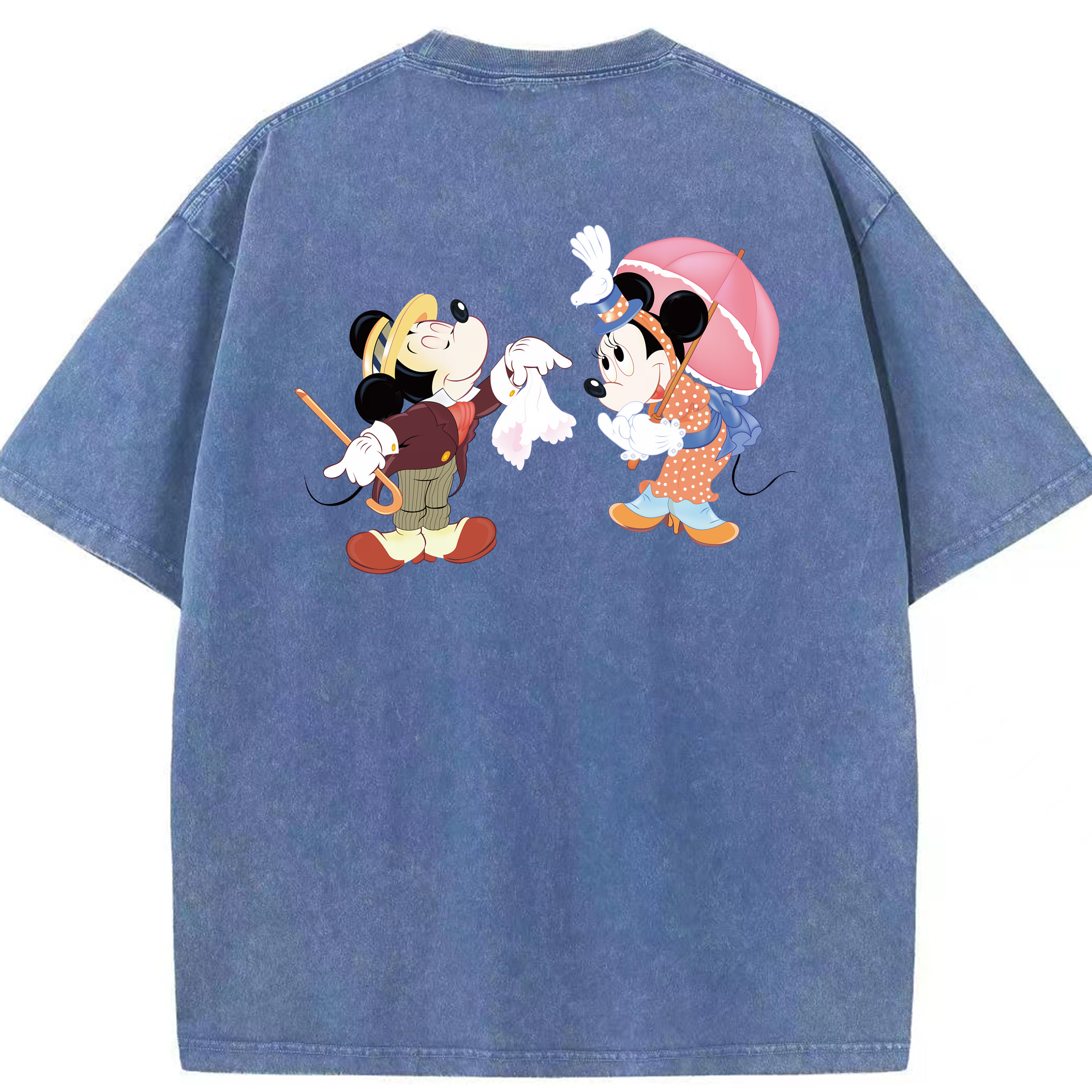 （画像用） ミッキーマウス Mickey Mouse 綿100% ヴィンテージ風 半袖Tシャツ（背面プリント）