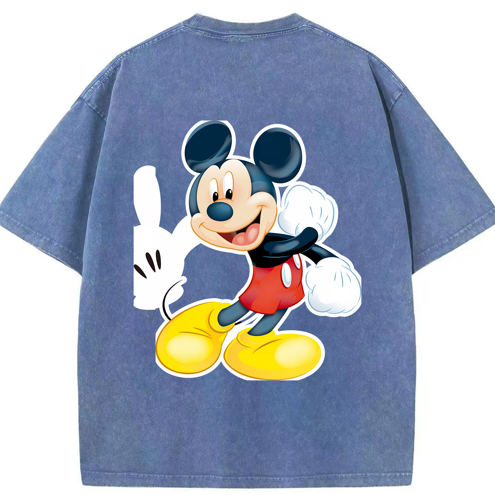 （画像用） ミッキーマウス Mickey Mouse 綿100% ヴィンテージ風 半袖Tシャツ（背面プリント）