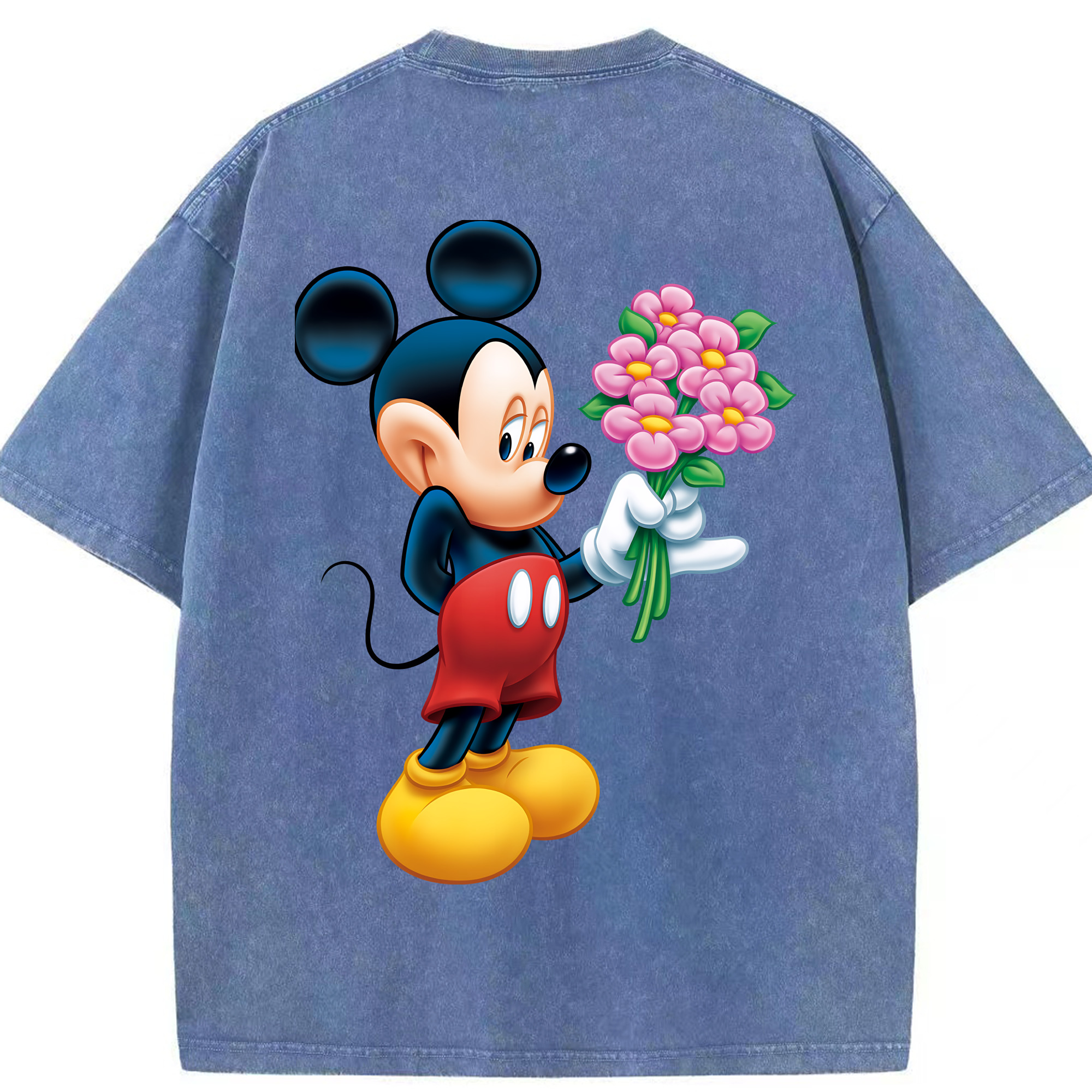 （画像用） ミッキーマウス Mickey Mouse 綿100% ヴィンテージ風 半袖Tシャツ（背面プリント）