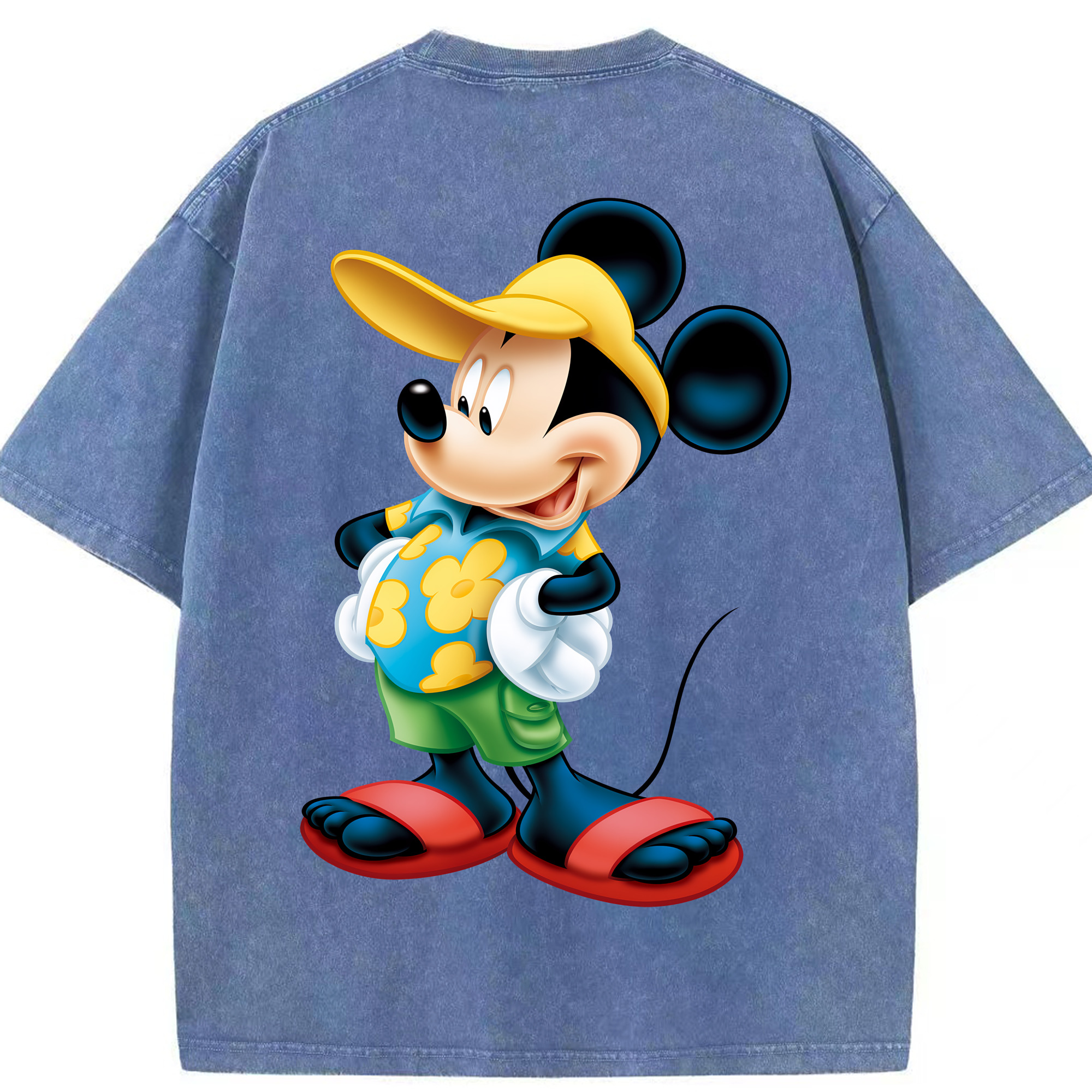 （画像用） ミッキーマウス Mickey Mouse 綿100% ヴィンテージ風 半袖Tシャツ（背面プリント）