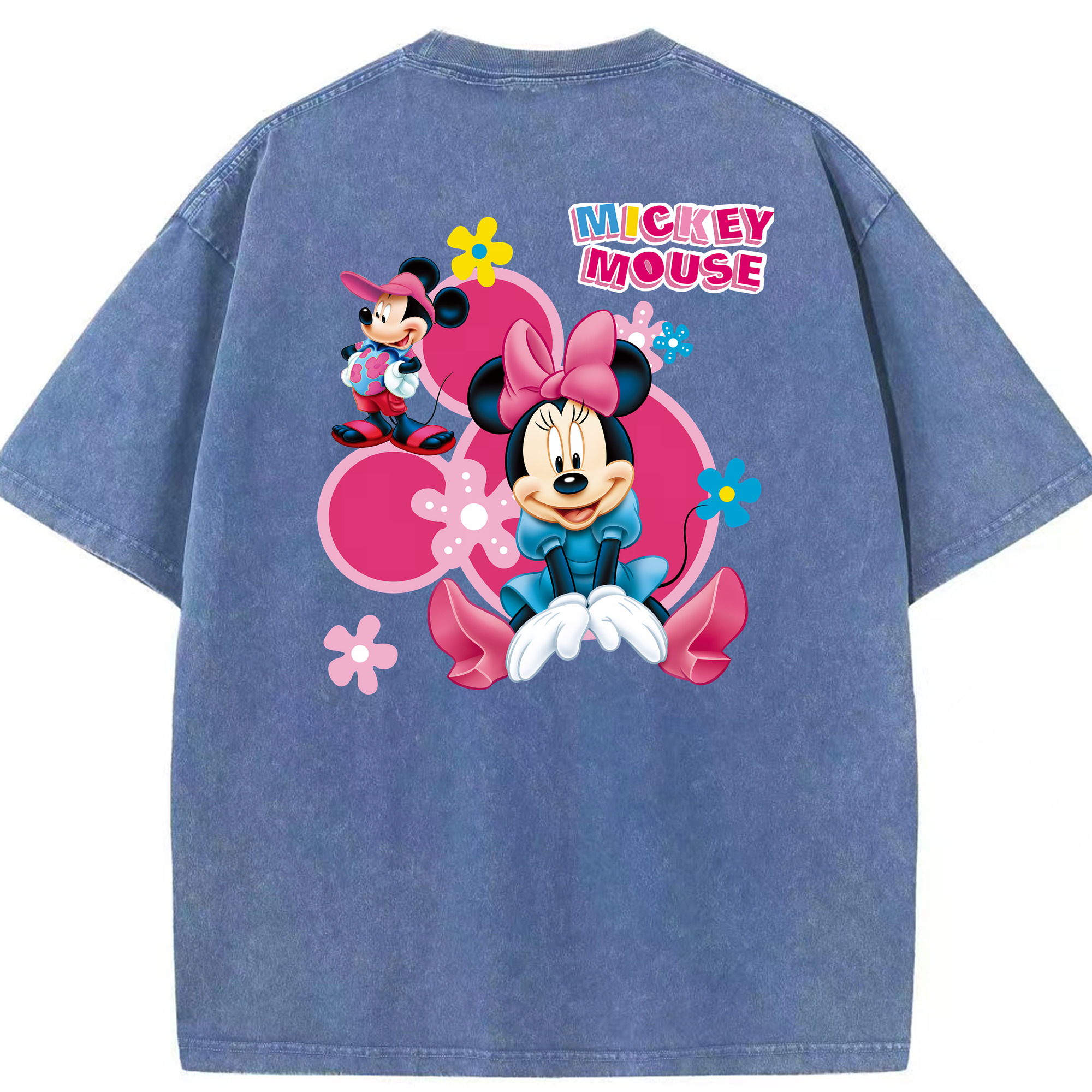 （画像用） ミッキーマウス Mickey Mouse 綿100% ヴィンテージ風 半袖Tシャツ（背面プリント）