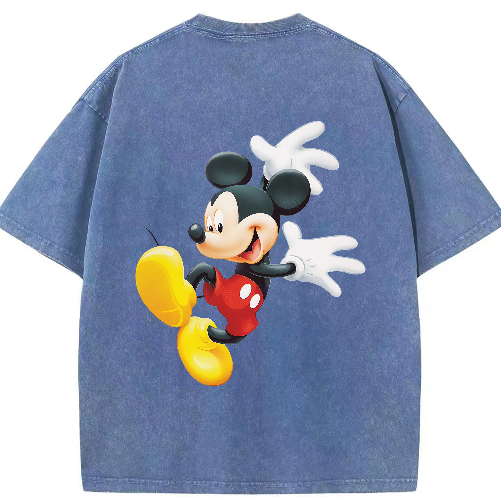 （画像用） ミッキーマウス Mickey Mouse 綿100% ヴィンテージ風 半袖Tシャツ（背面プリント）