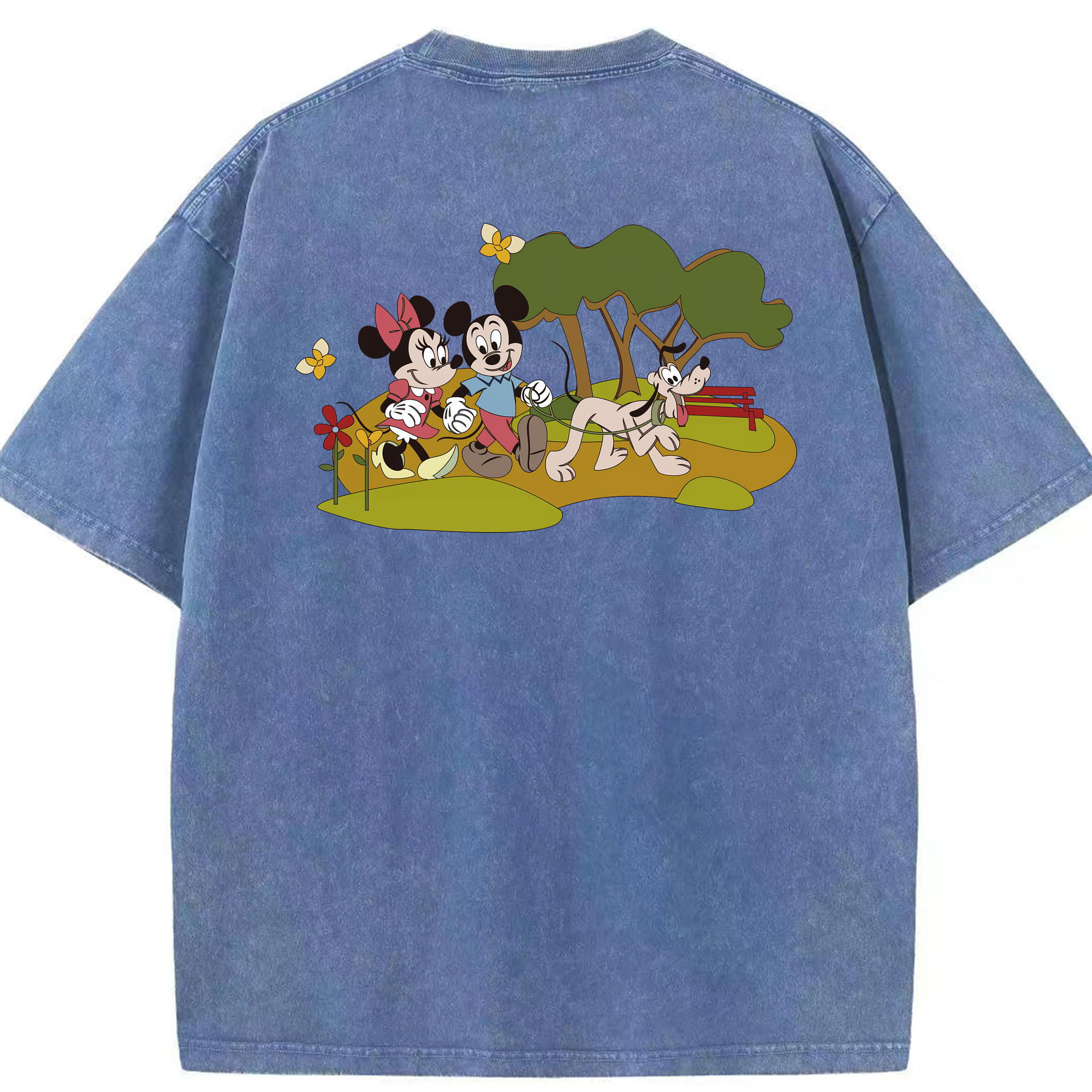 （画像用） ミッキーマウス Mickey Mouse 綿100% ヴィンテージ風 半袖Tシャツ（背面プリント）