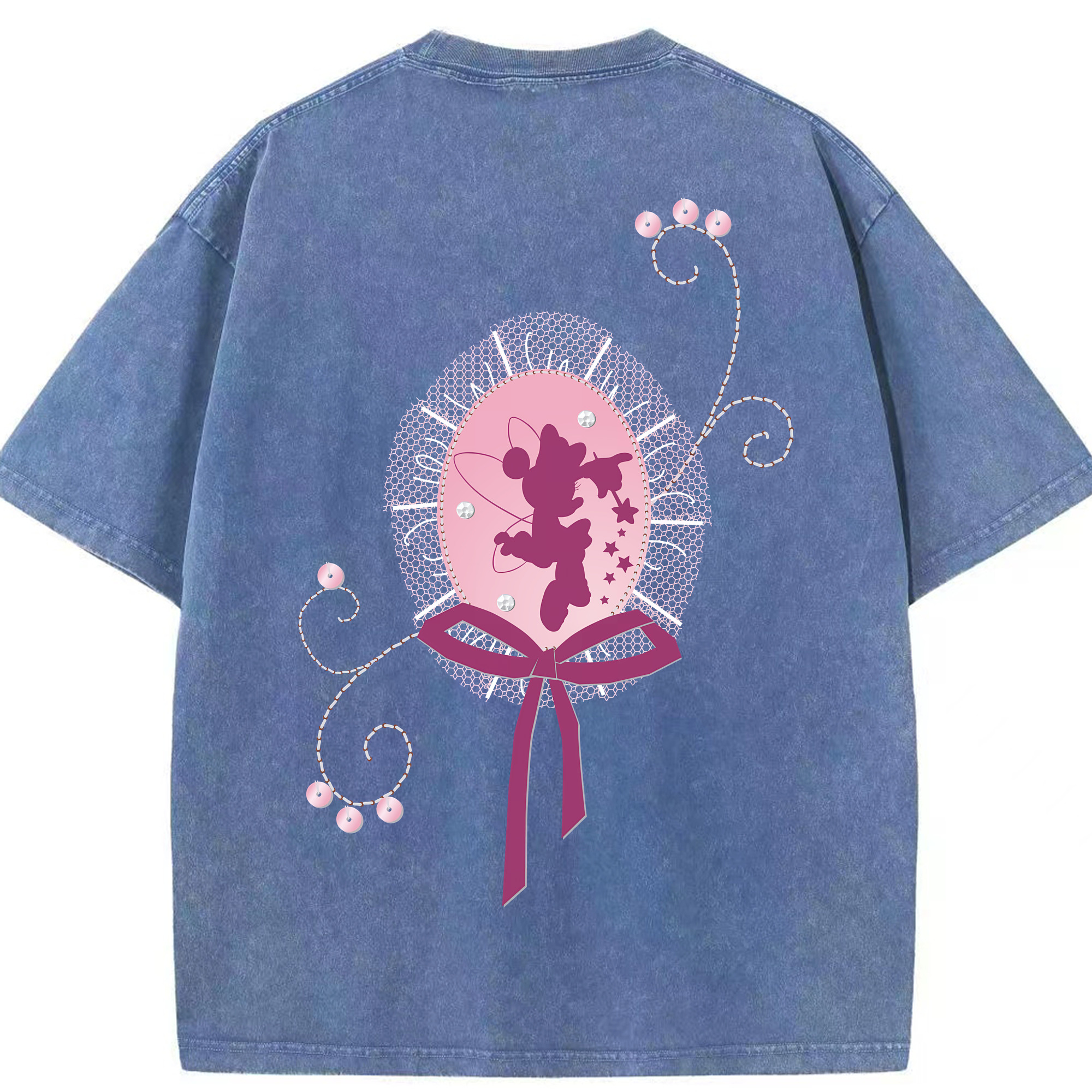 （画像用） ミッキーマウス Mickey Mouse 綿100% ヴィンテージ風 半袖Tシャツ（背面プリント）