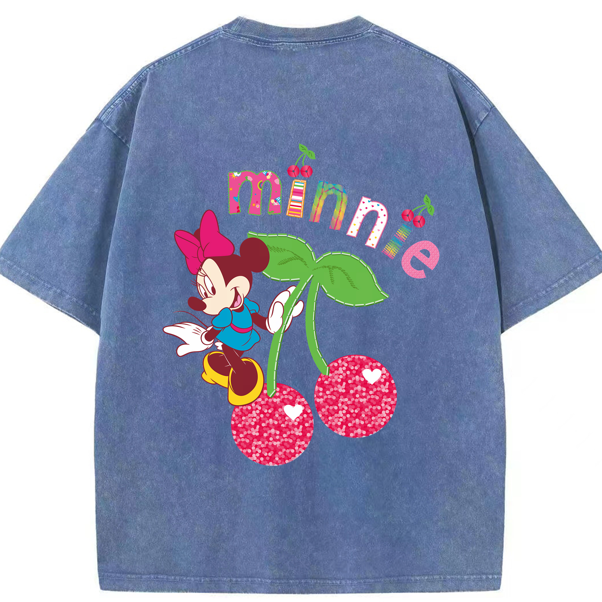 （画像用） ミッキーマウス Mickey Mouse 綿100% ヴィンテージ風 半袖Tシャツ（背面プリント）