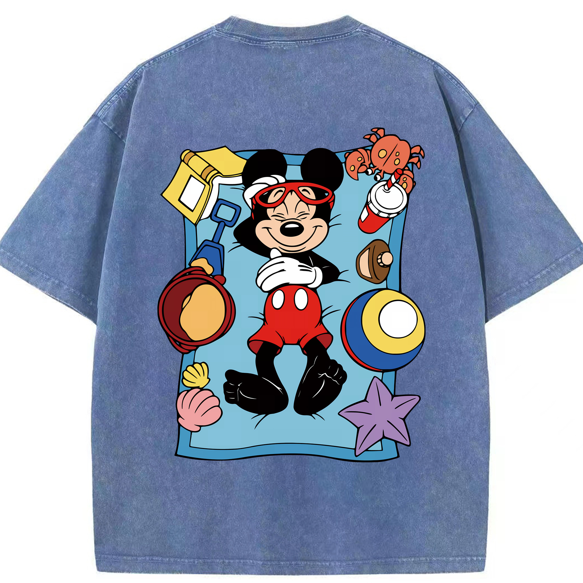 （画像用） ミッキーマウス Mickey Mouse 綿100% ヴィンテージ風 半袖Tシャツ（背面プリント）