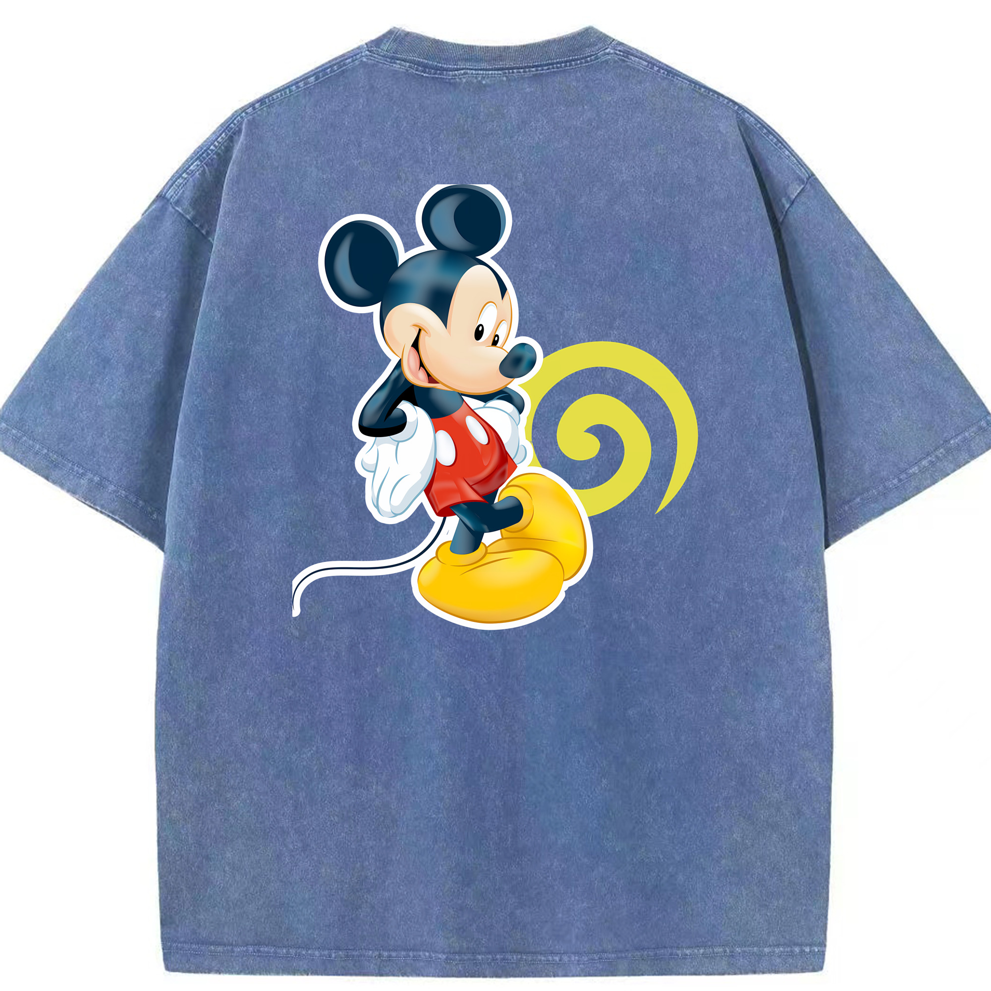 （画像用） ミッキーマウス Mickey Mouse 綿100% ヴィンテージ風 半袖Tシャツ（背面プリント）