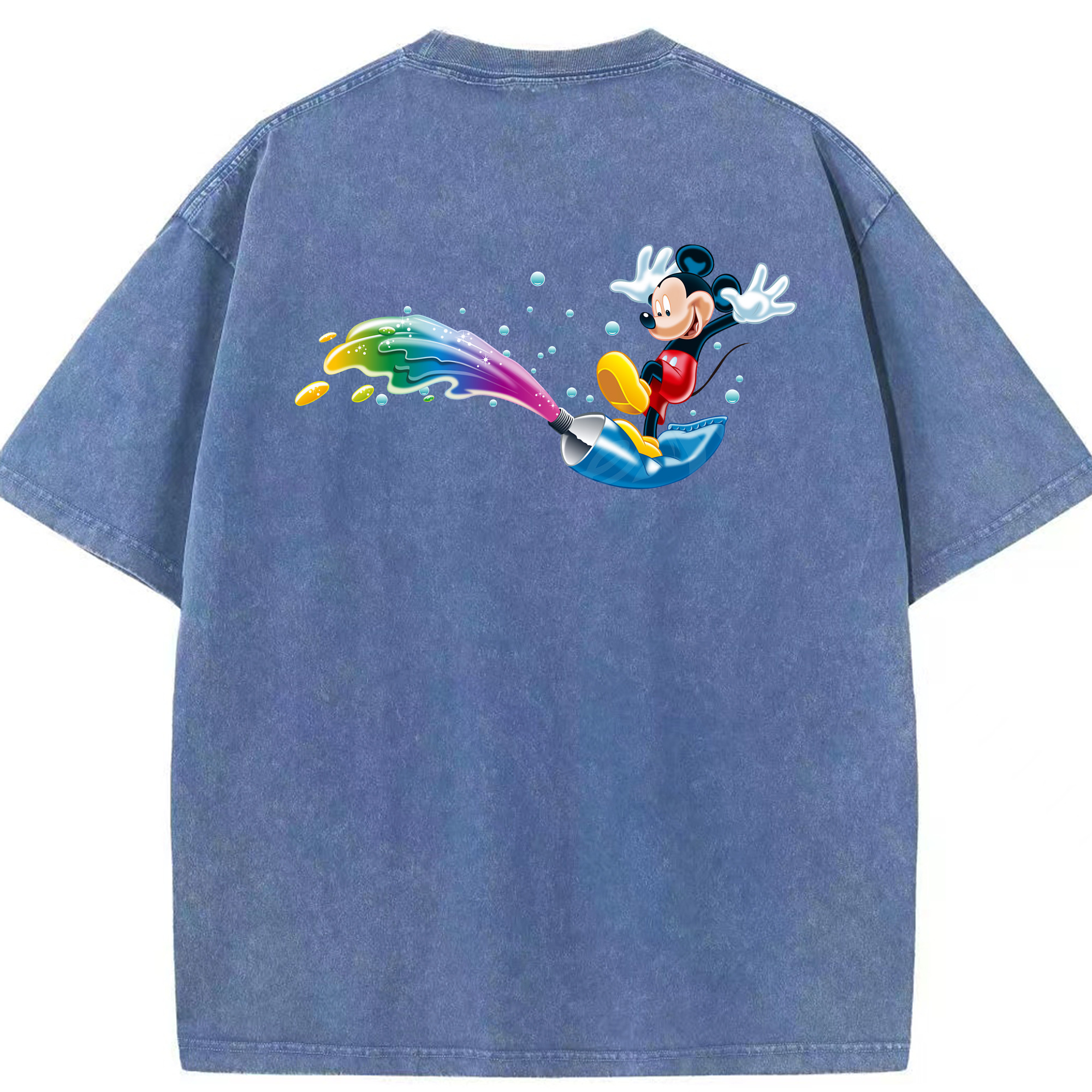 （画像用） ミッキーマウス Mickey Mouse 綿100% ヴィンテージ風 半袖Tシャツ（背面プリント）