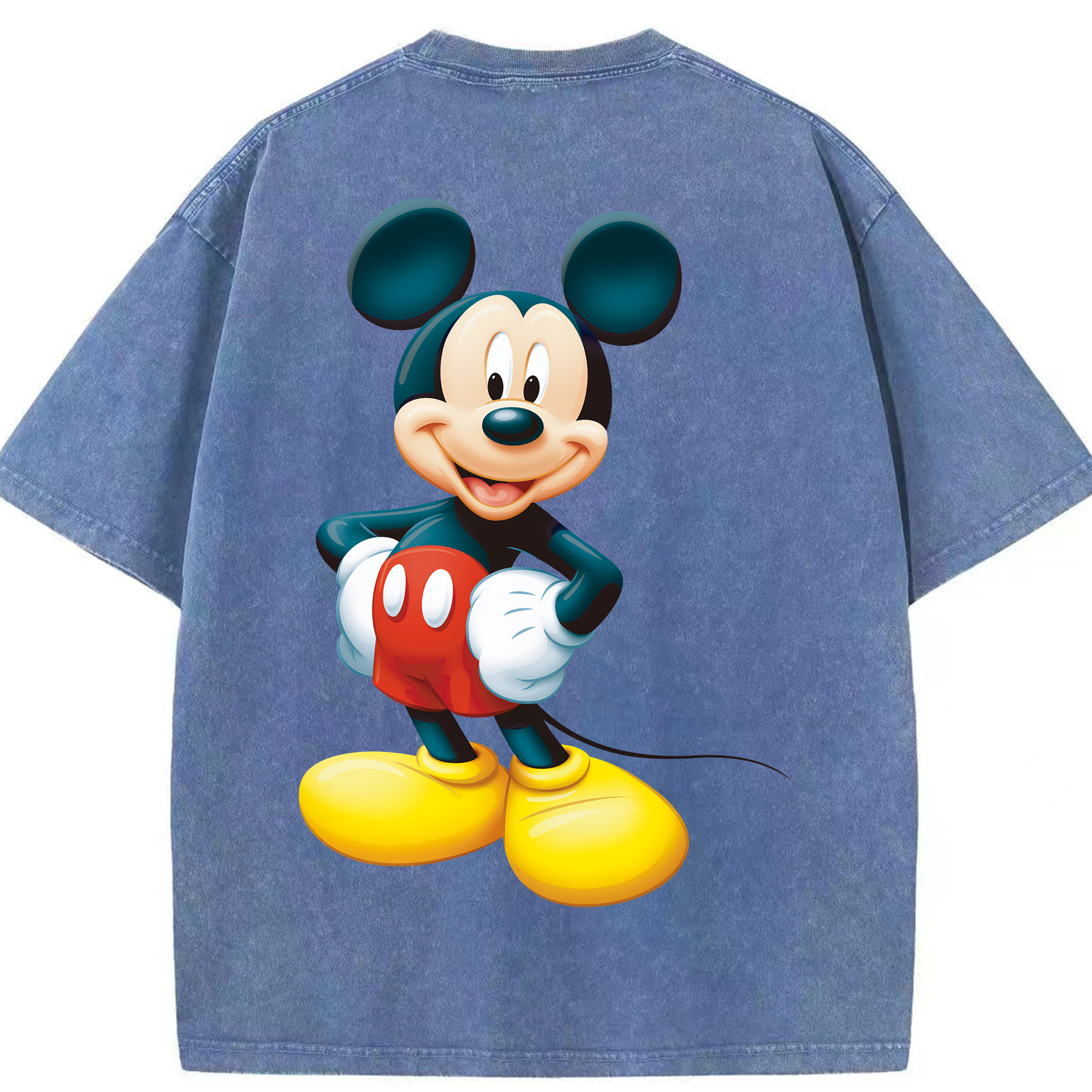 （画像用） ミッキーマウス Mickey Mouse 綿100% ヴィンテージ風 半袖Tシャツ（背面プリント）