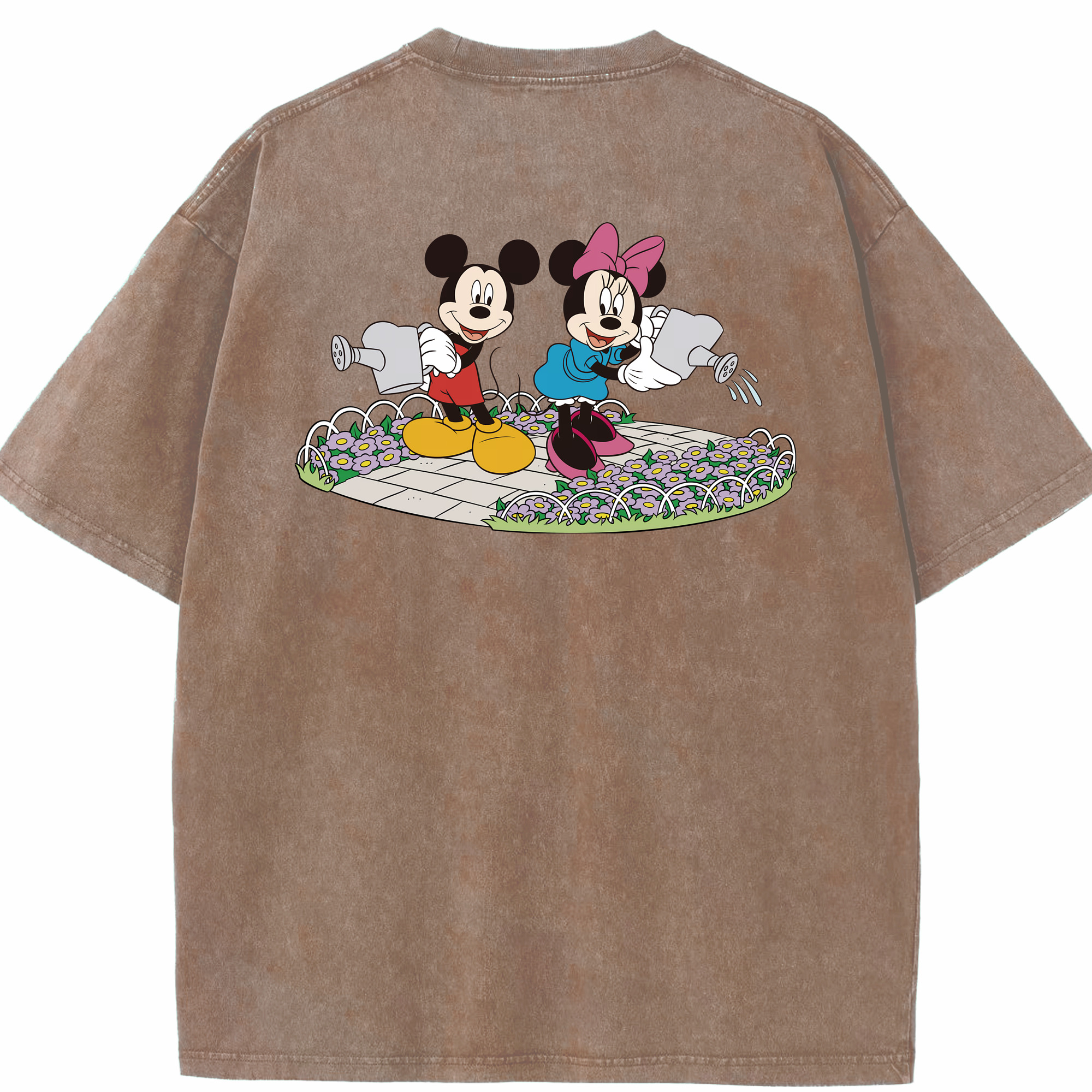 （画像用） ミッキーマウス Mickey Mouse 綿100% ヴィンテージ風 半袖Tシャツ（背面プリント）