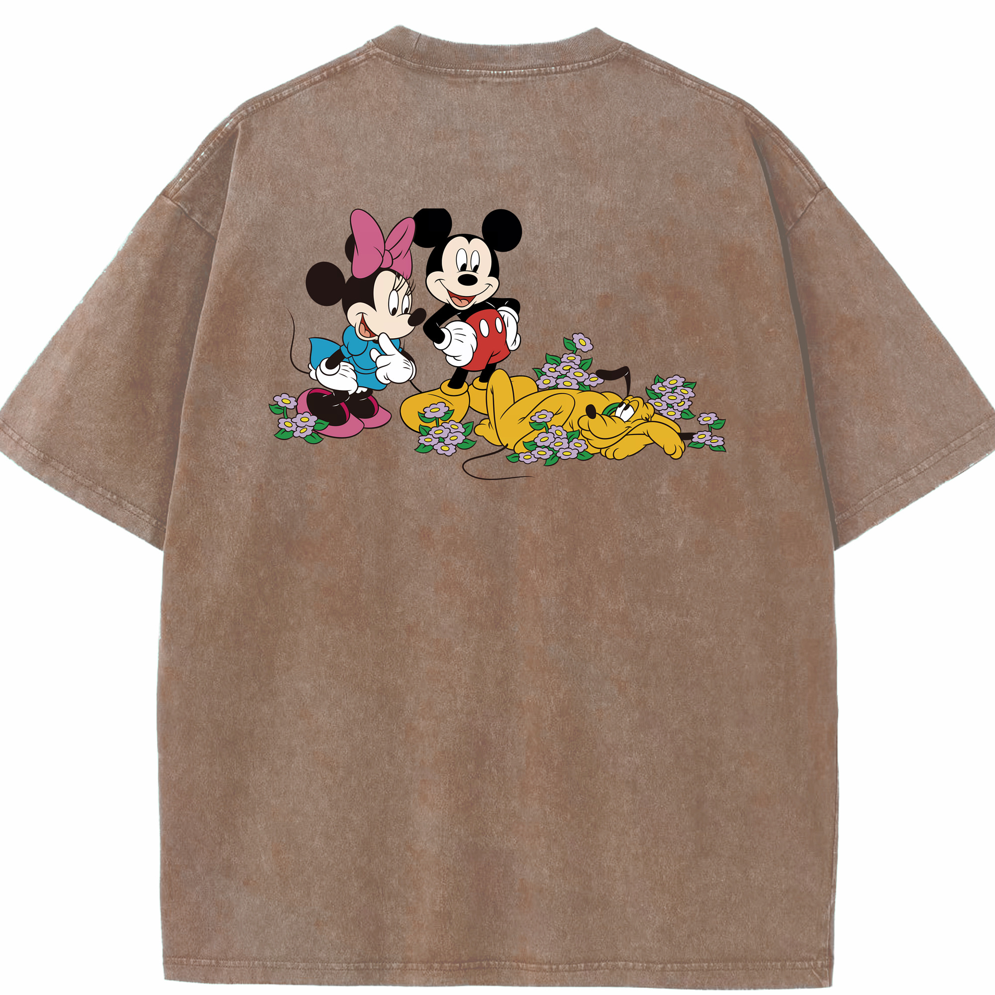（画像用） ミッキーマウス Mickey Mouse 綿100% ヴィンテージ風 半袖Tシャツ（背面プリント）