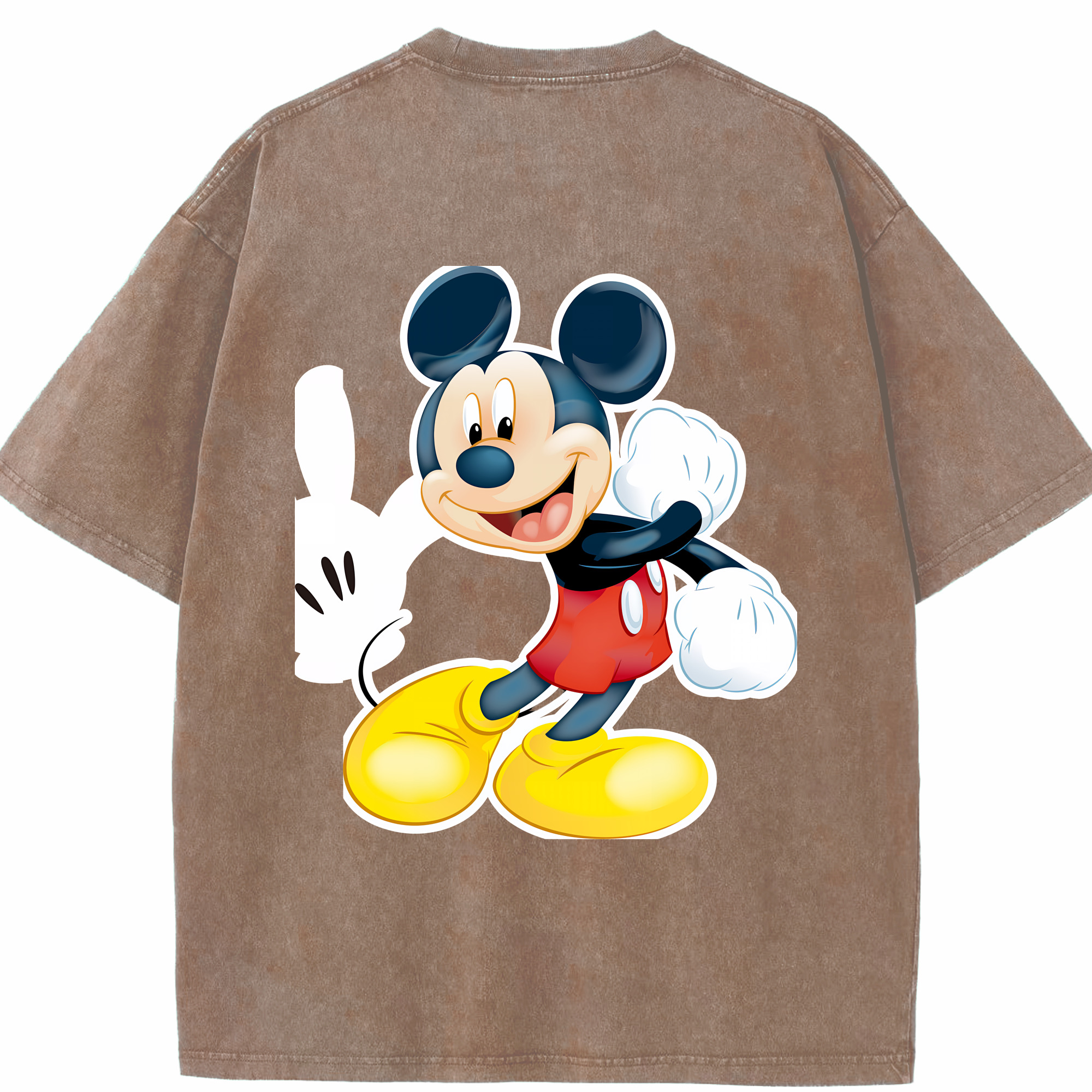 （画像用） ミッキーマウス Mickey Mouse 綿100% ヴィンテージ風 半袖Tシャツ（背面プリント）