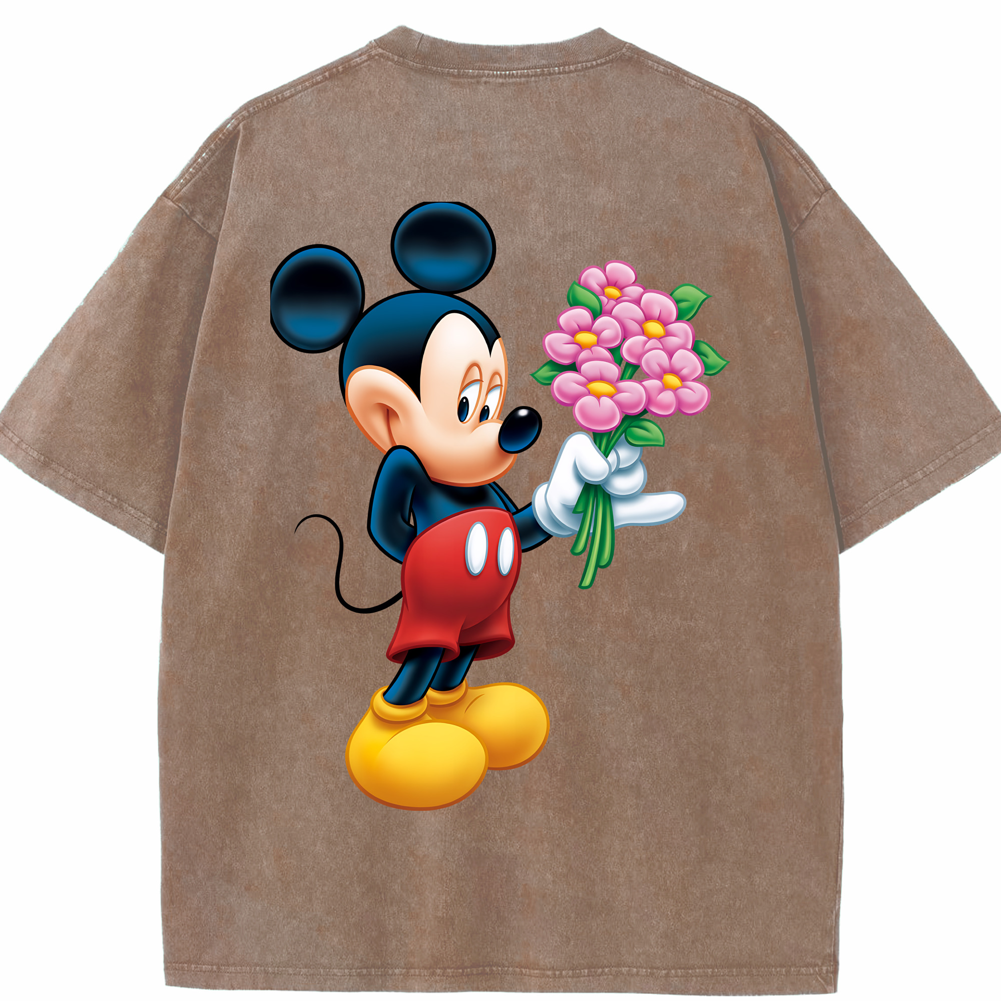 （画像用） ミッキーマウス Mickey Mouse 綿100% ヴィンテージ風 半袖Tシャツ（背面プリント）