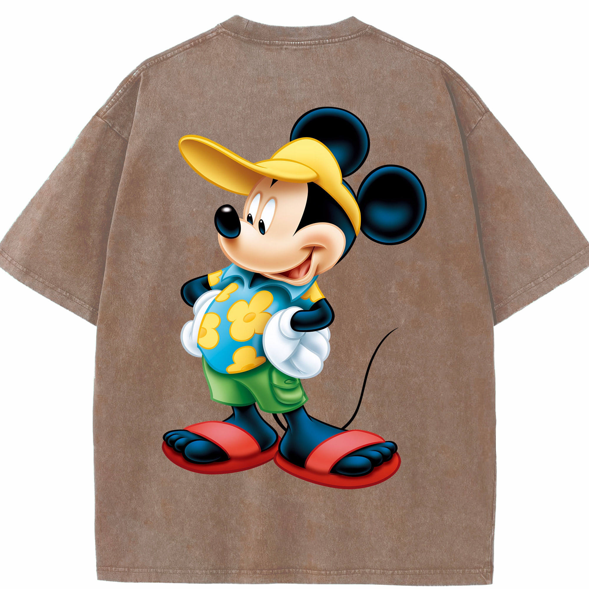 （画像用） ミッキーマウス Mickey Mouse 綿100% ヴィンテージ風 半袖Tシャツ（背面プリント）