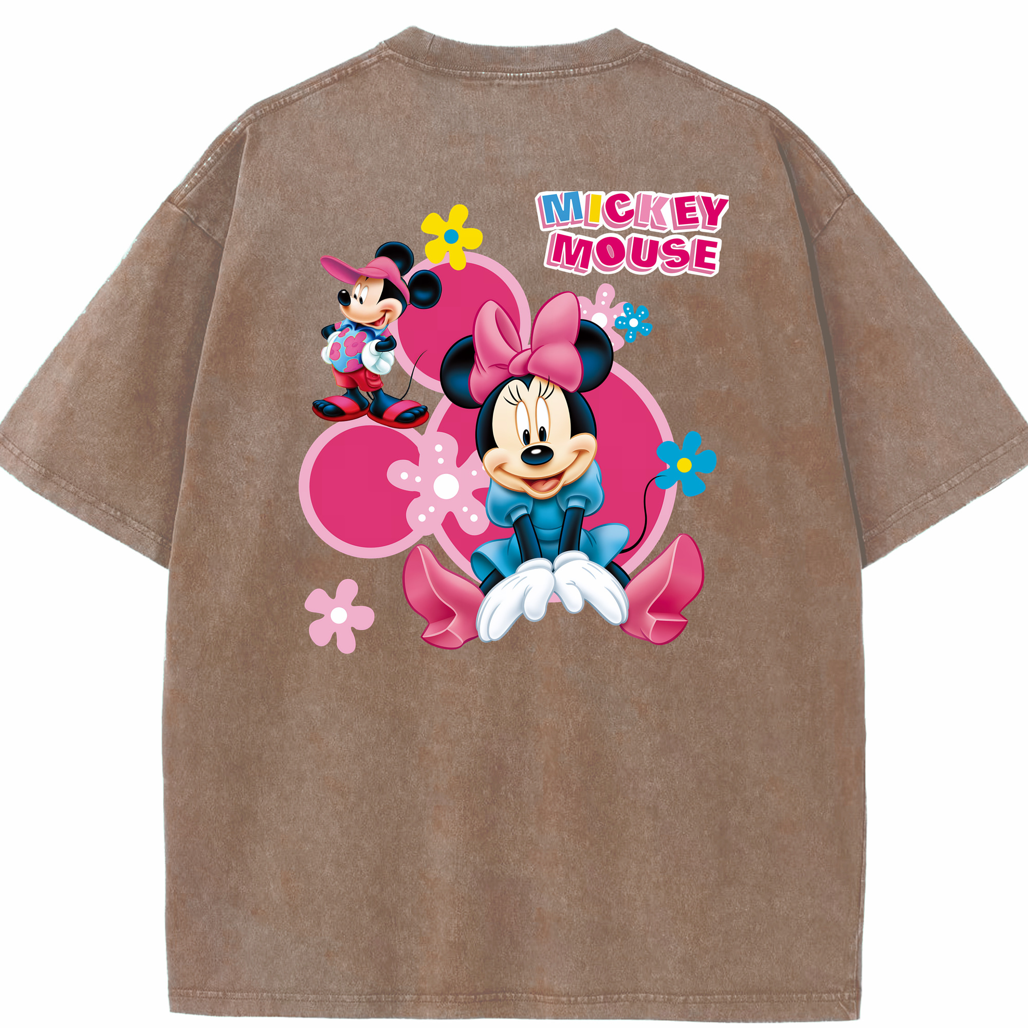 （画像用） ミッキーマウス Mickey Mouse 綿100% ヴィンテージ風 半袖Tシャツ（背面プリント）