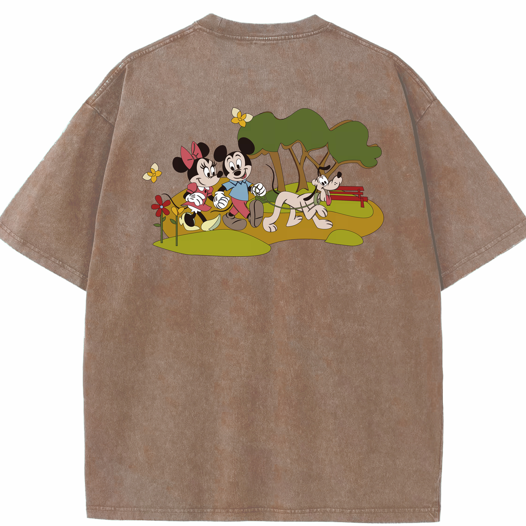 （画像用） ミッキーマウス Mickey Mouse 綿100% ヴィンテージ風 半袖Tシャツ（背面プリント）