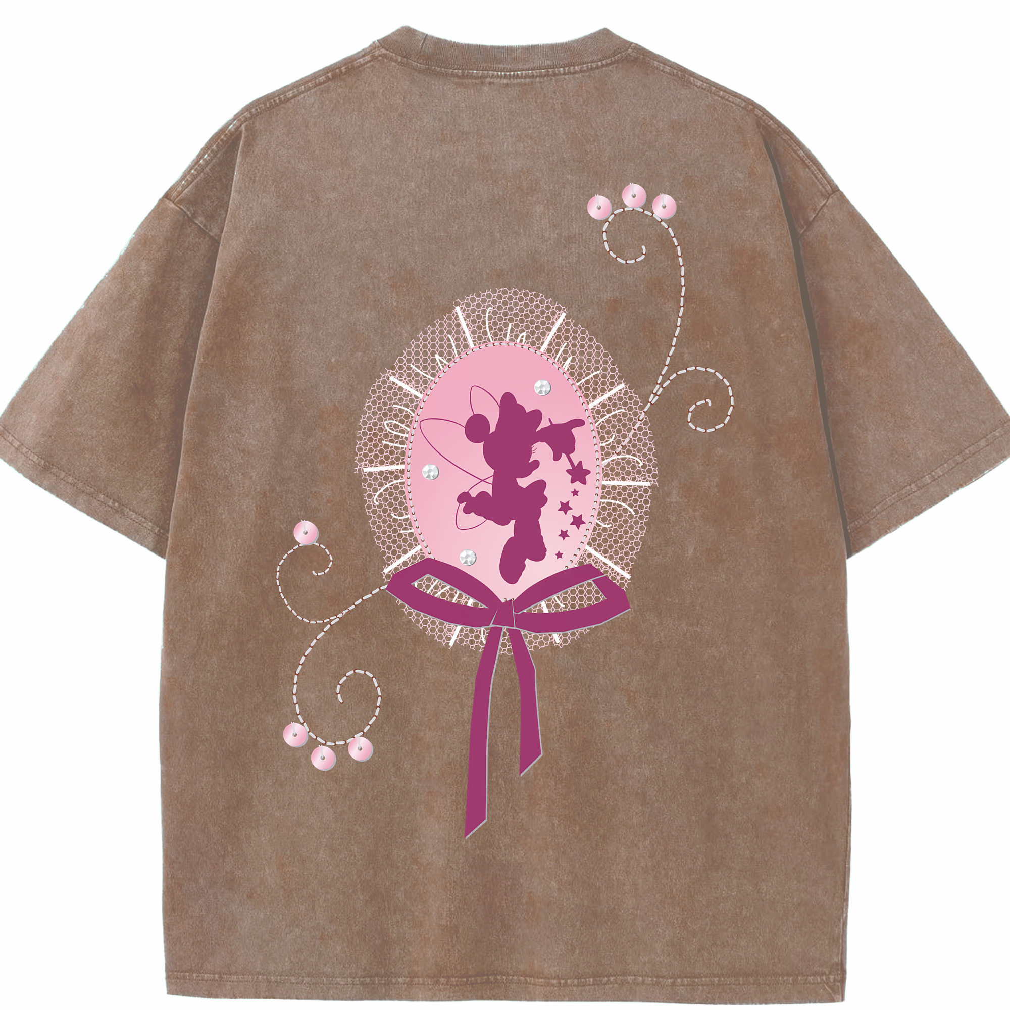 （画像用） ミッキーマウス Mickey Mouse 綿100% ヴィンテージ風 半袖Tシャツ（背面プリント）