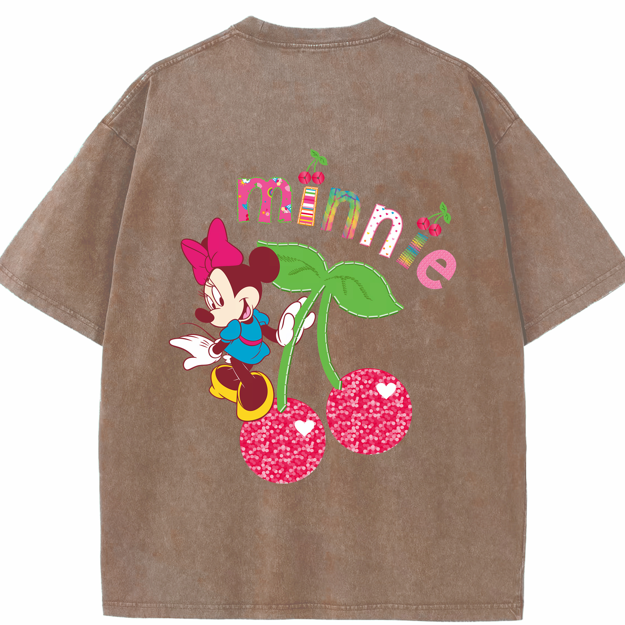 （画像用） ミッキーマウス Mickey Mouse 綿100% ヴィンテージ風 半袖Tシャツ（背面プリント）