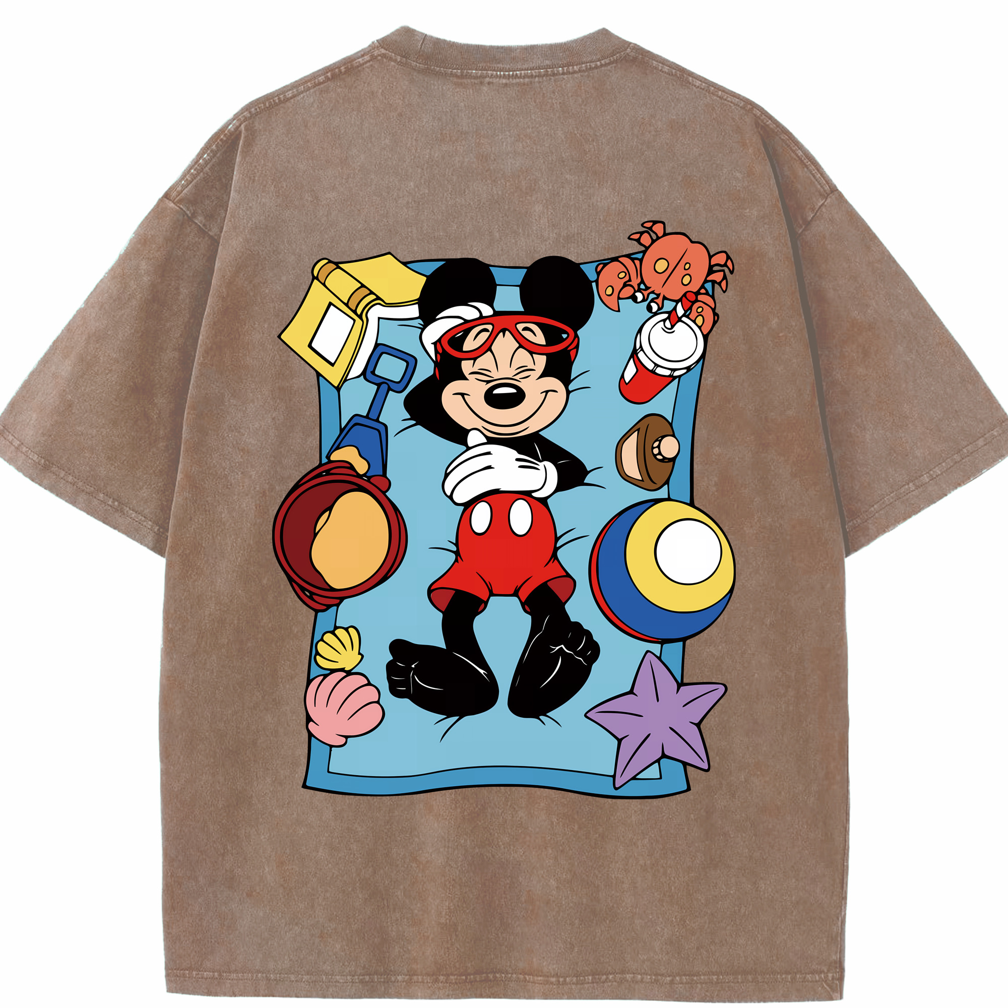 （画像用） ミッキーマウス Mickey Mouse 綿100% ヴィンテージ風 半袖Tシャツ（背面プリント）