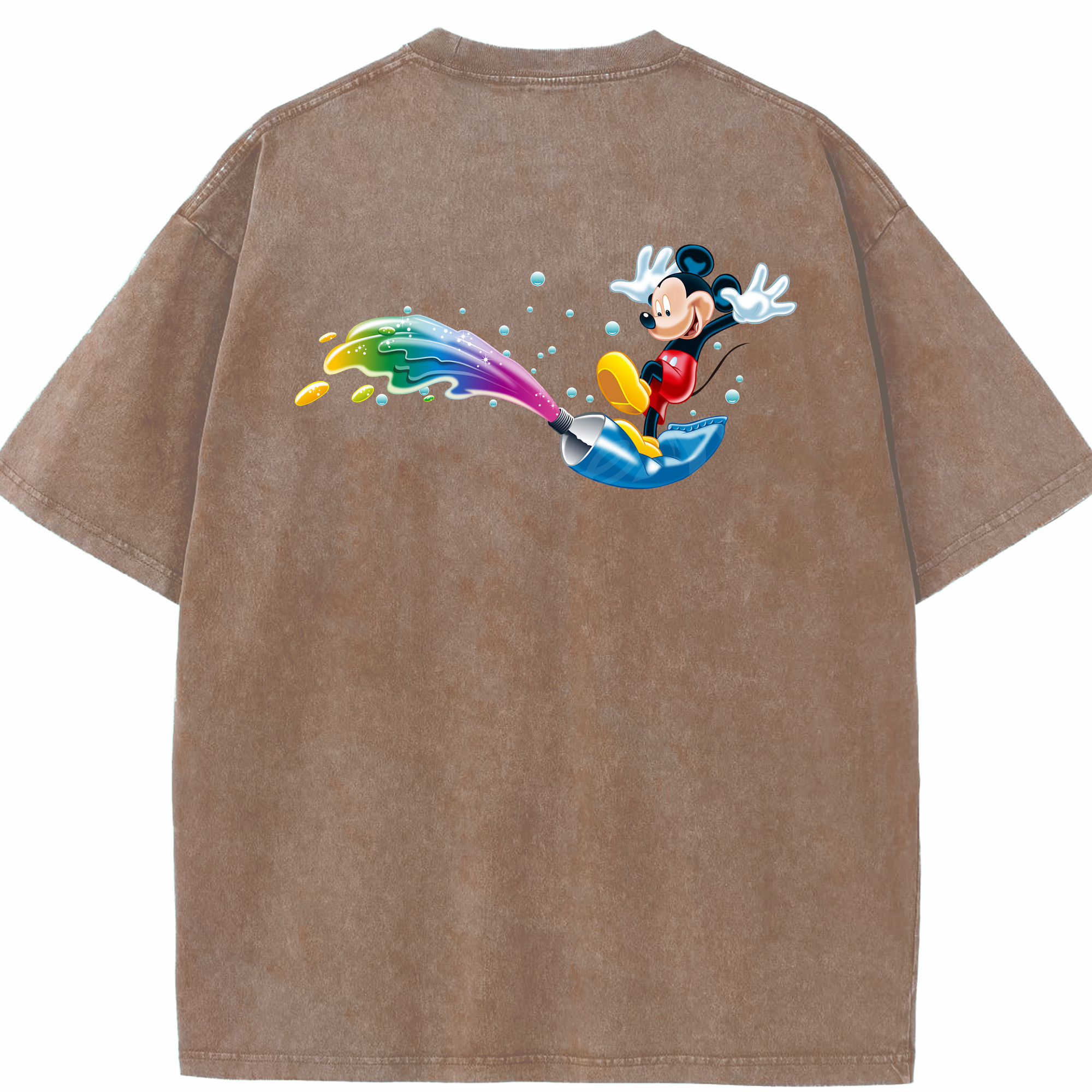 （画像用） ミッキーマウス Mickey Mouse 綿100% ヴィンテージ風 半袖Tシャツ（背面プリント）
