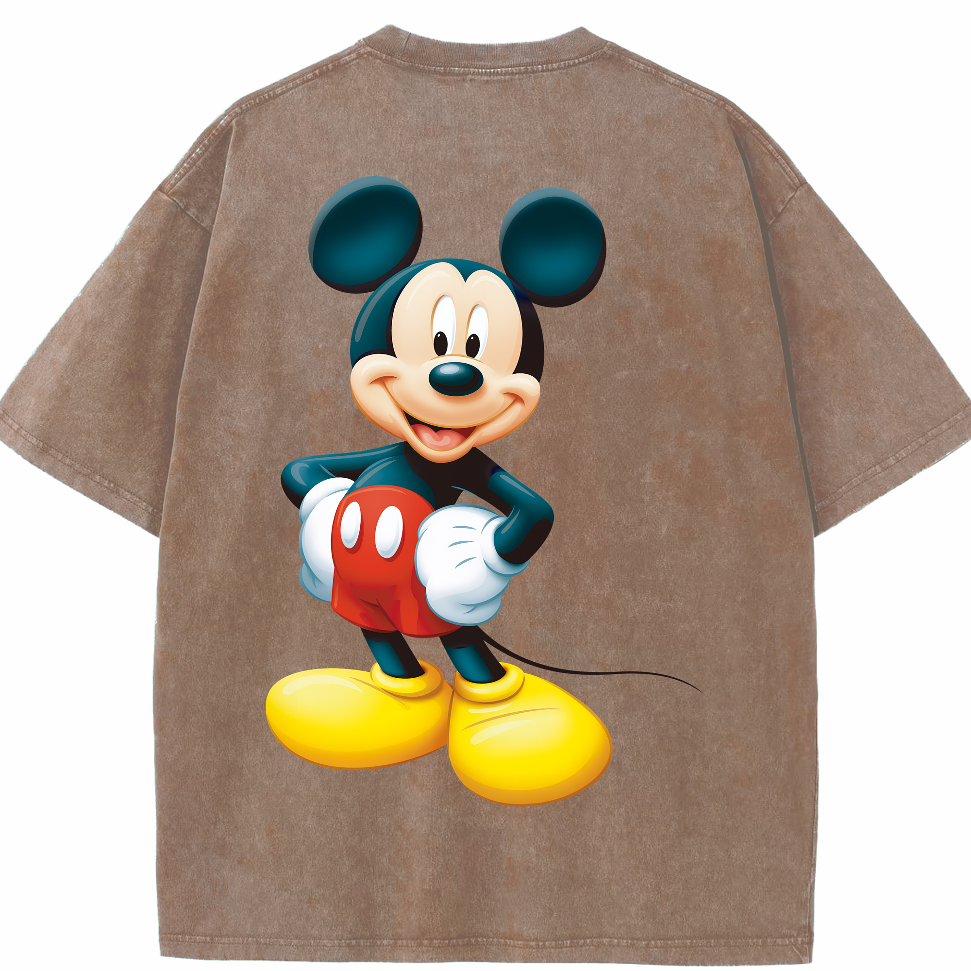 （画像用） ミッキーマウス Mickey Mouse 綿100% ヴィンテージ風 半袖Tシャツ（背面プリント）