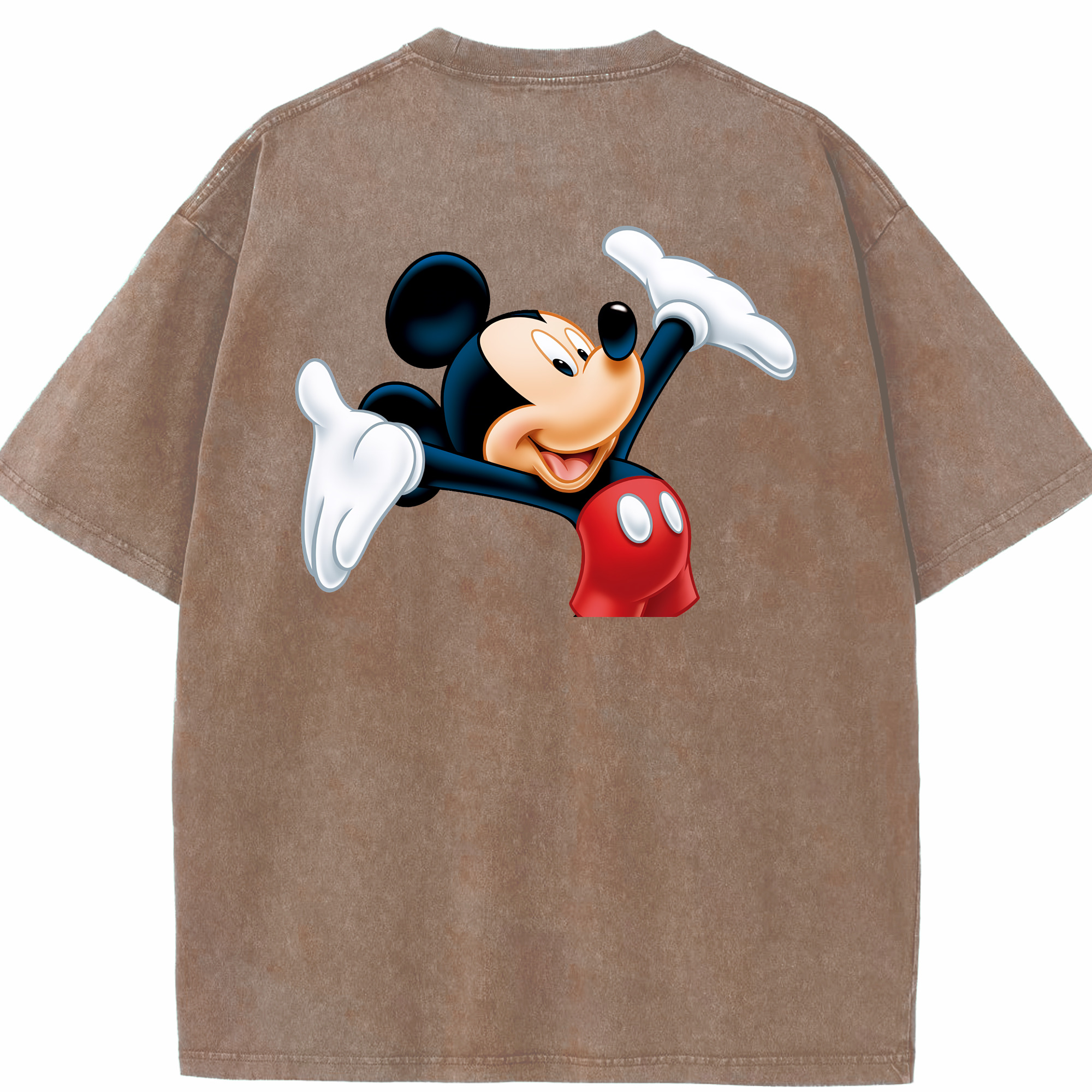 （画像用） ミッキーマウス Mickey Mouse 綿100% ヴィンテージ風 半袖Tシャツ（背面プリント）